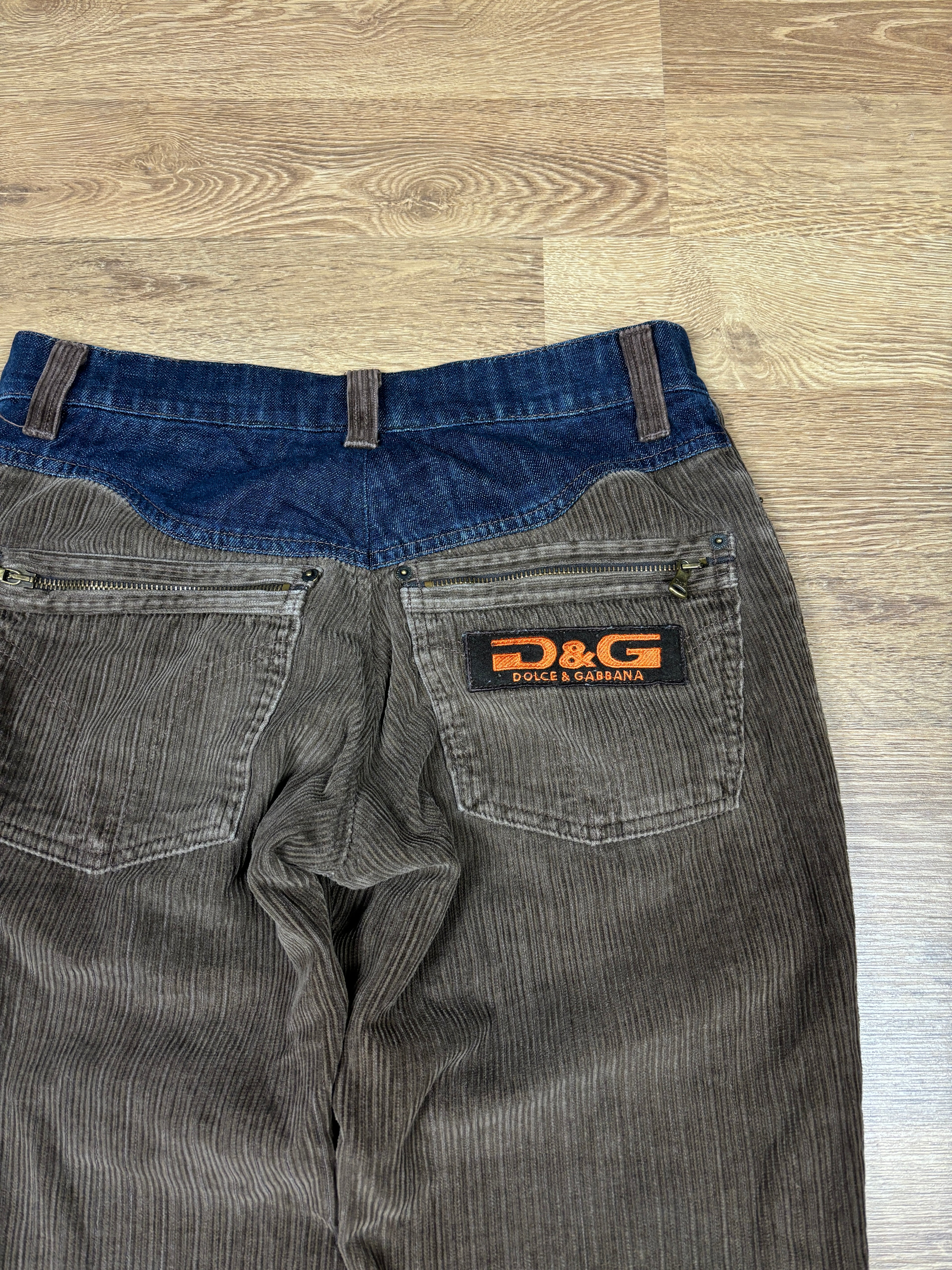 2000s Dolce & Gabbana Corduroy Denim Panel Pants