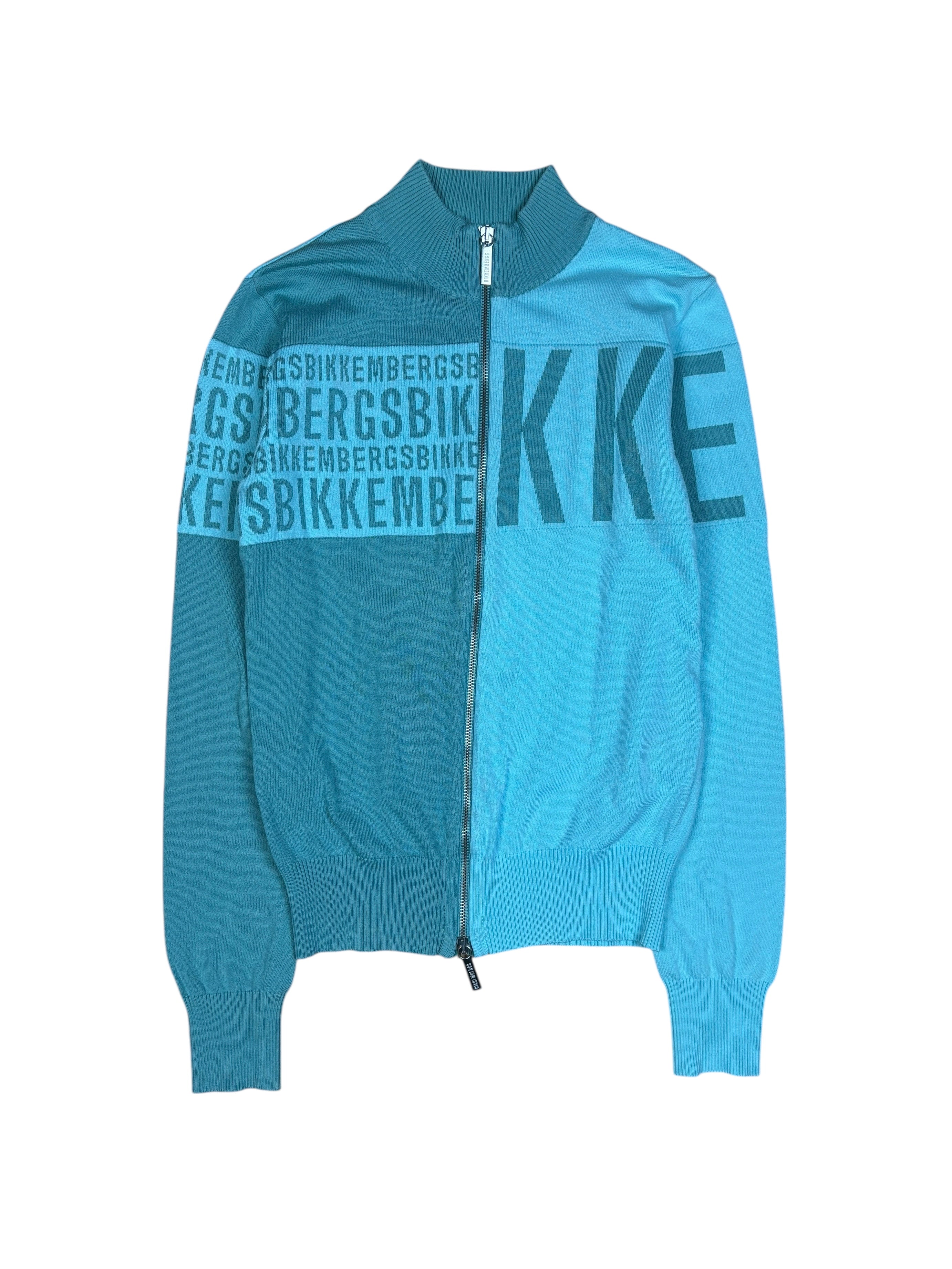 Dirk Bikkembergs Turquoise Logo Zip Knit