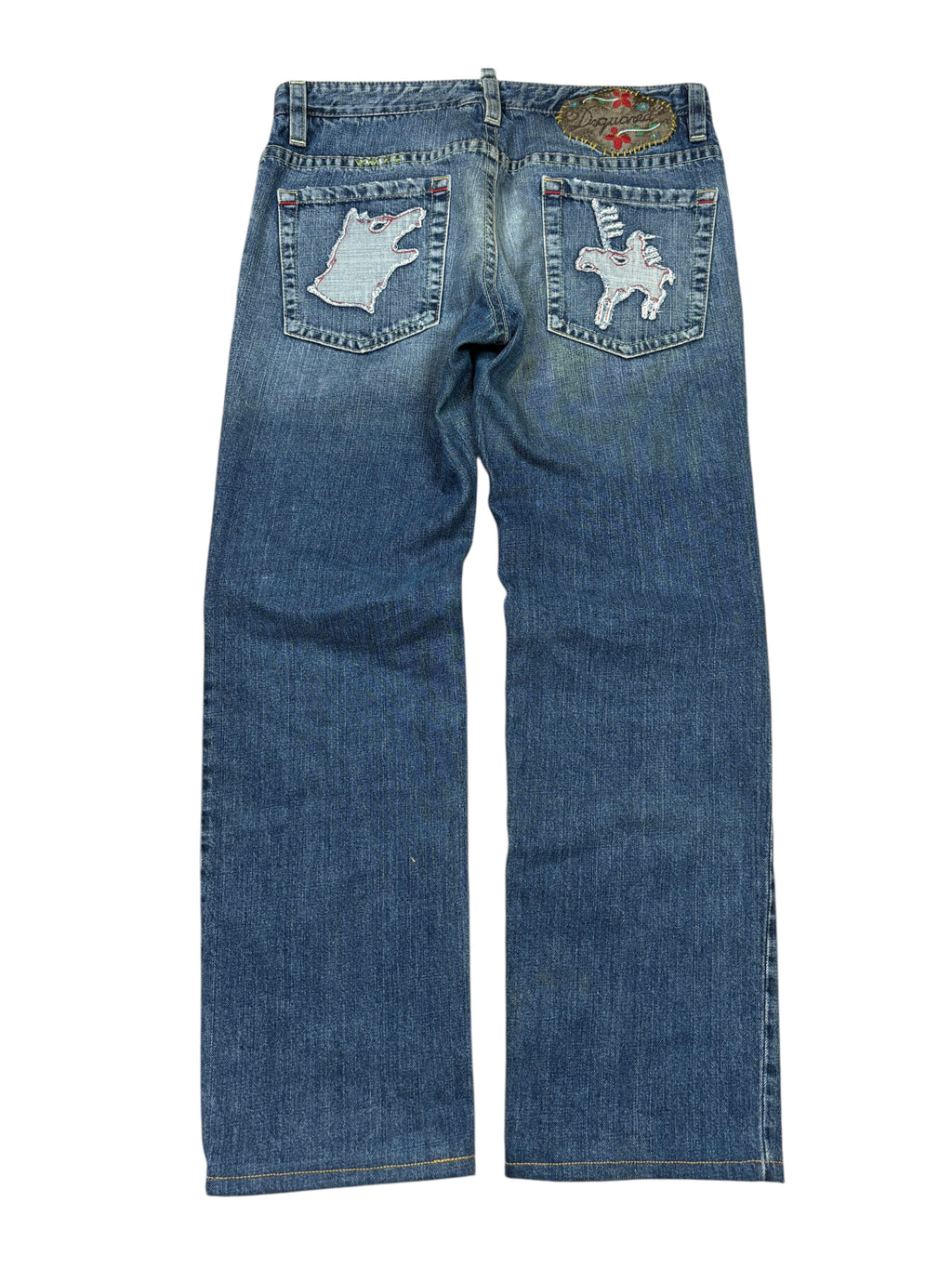 2000s Dsquared2 Embroidered Straight Leg Jeans