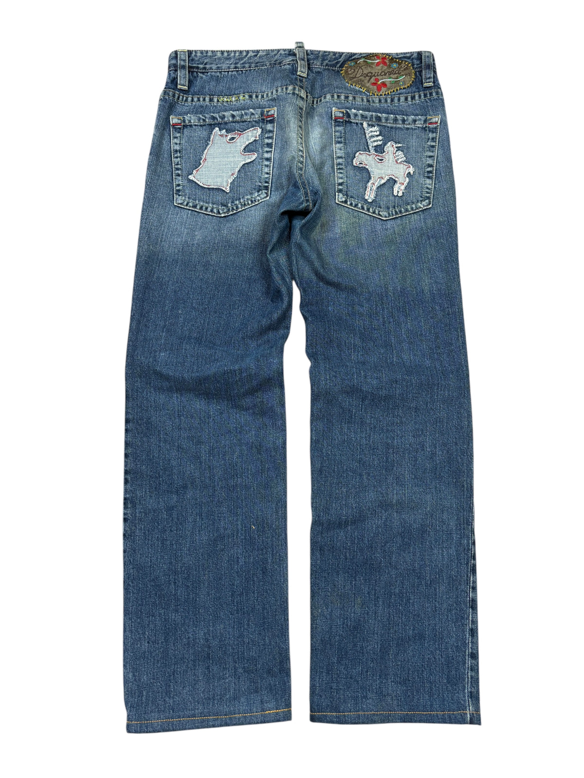 2000s Dsquared2 Embroidered Straight Leg Jeans