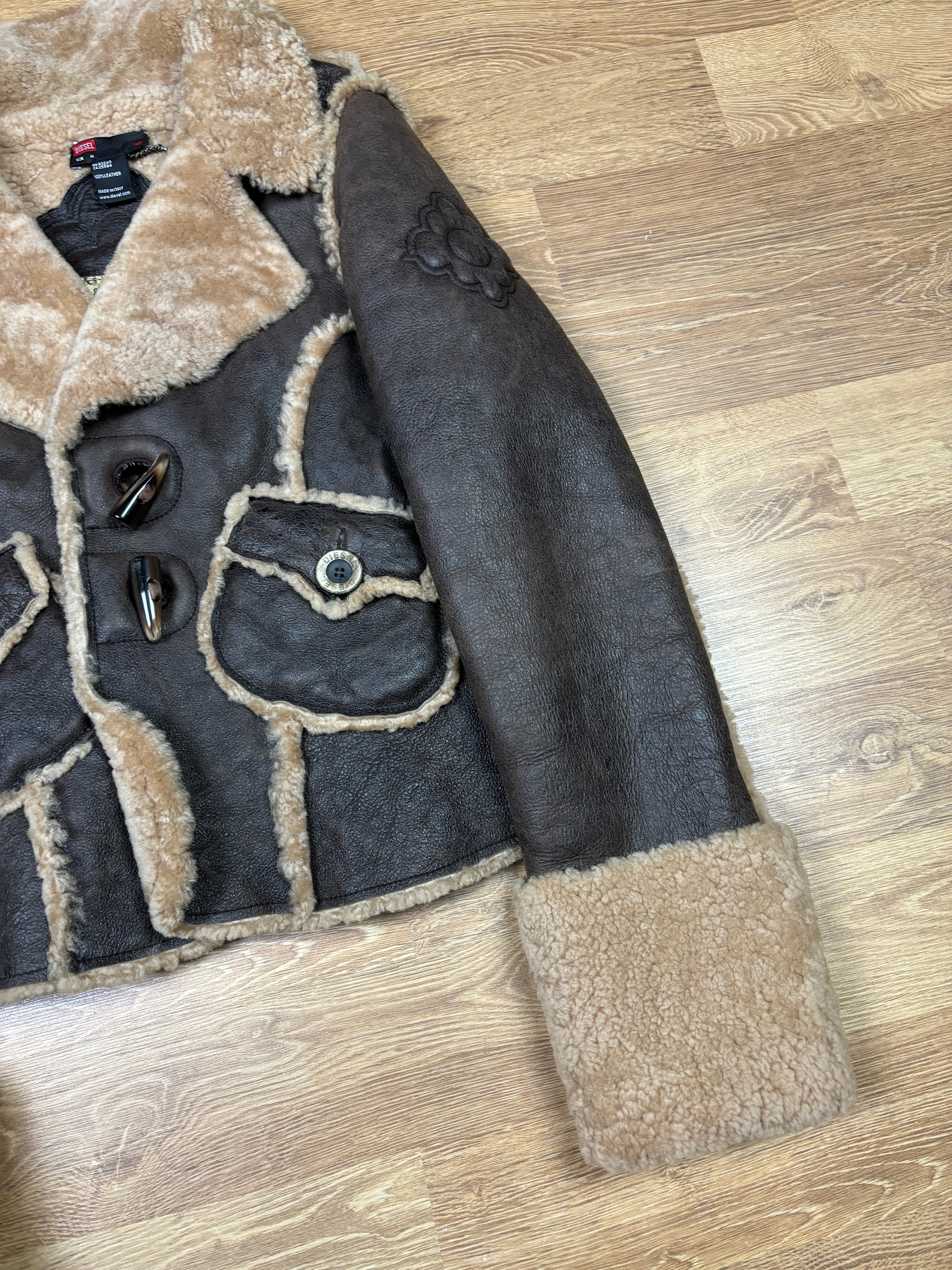 2000s Diesel Shearling Leather Aviator Jacket