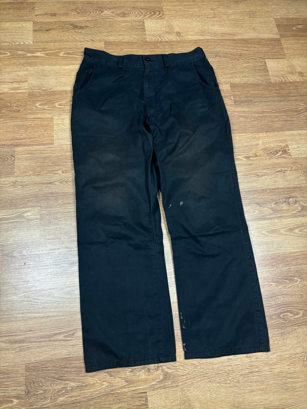 Y’s Yohji Yamamoto Black Cotton Straight Leg Trousers