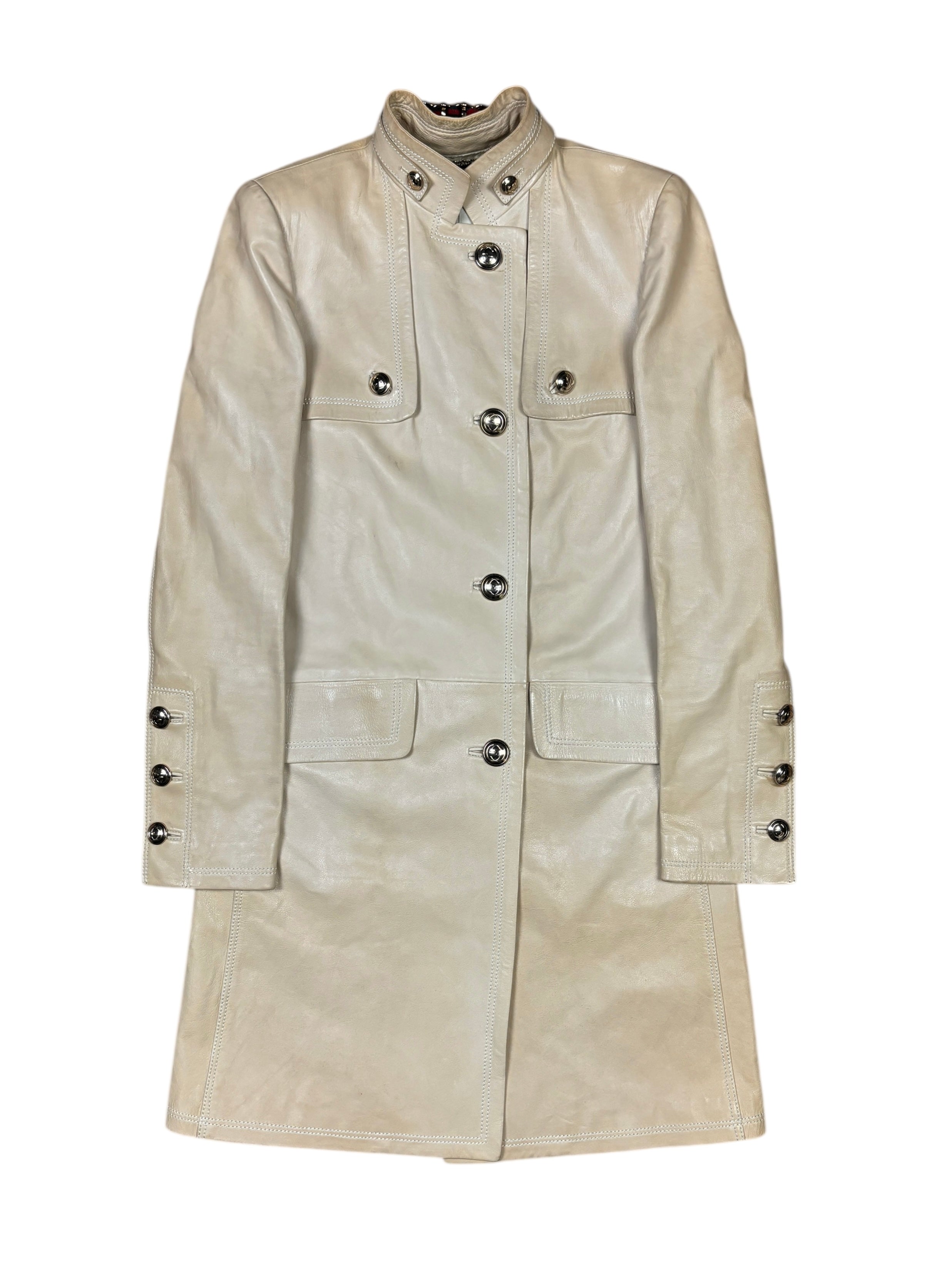 Gucci 2000s Cream Leather Coat