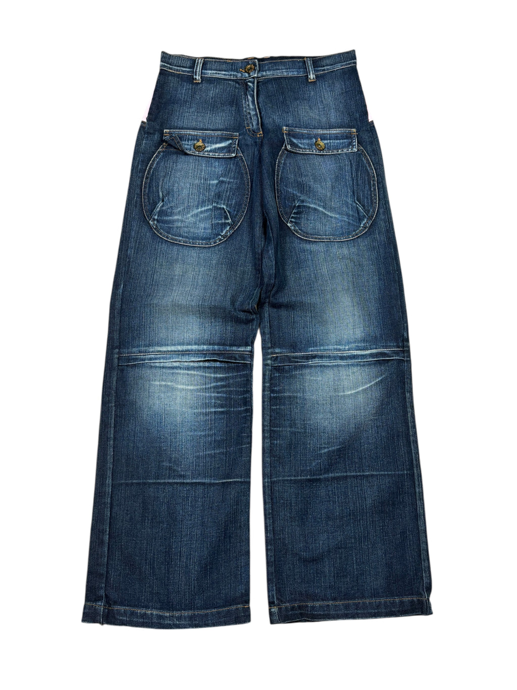 2000s Roberto Cavalli Angels Wide Leg Denim Pants