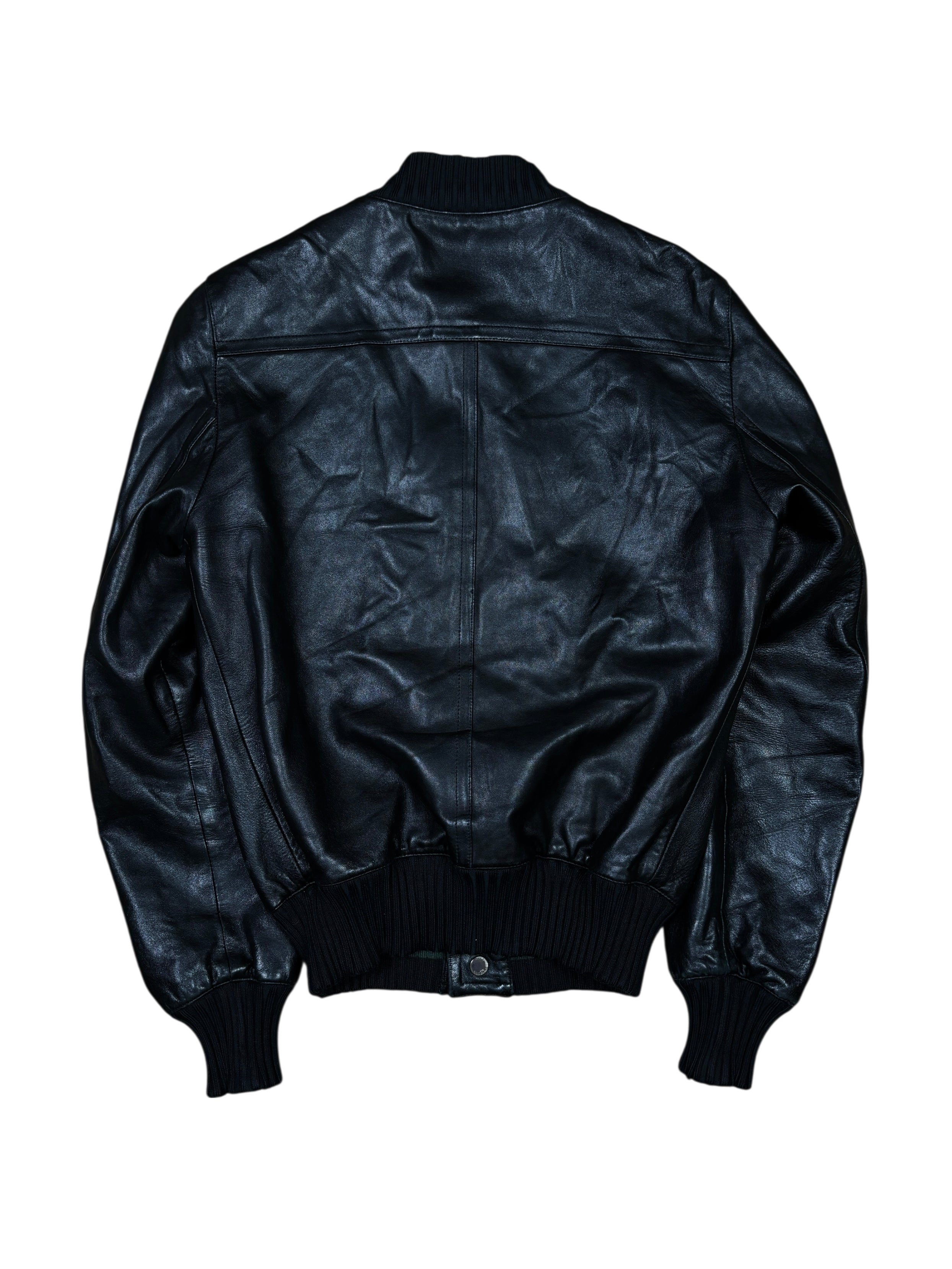 Chaqueta bomber de piel con franja web de Gucci de los 2000