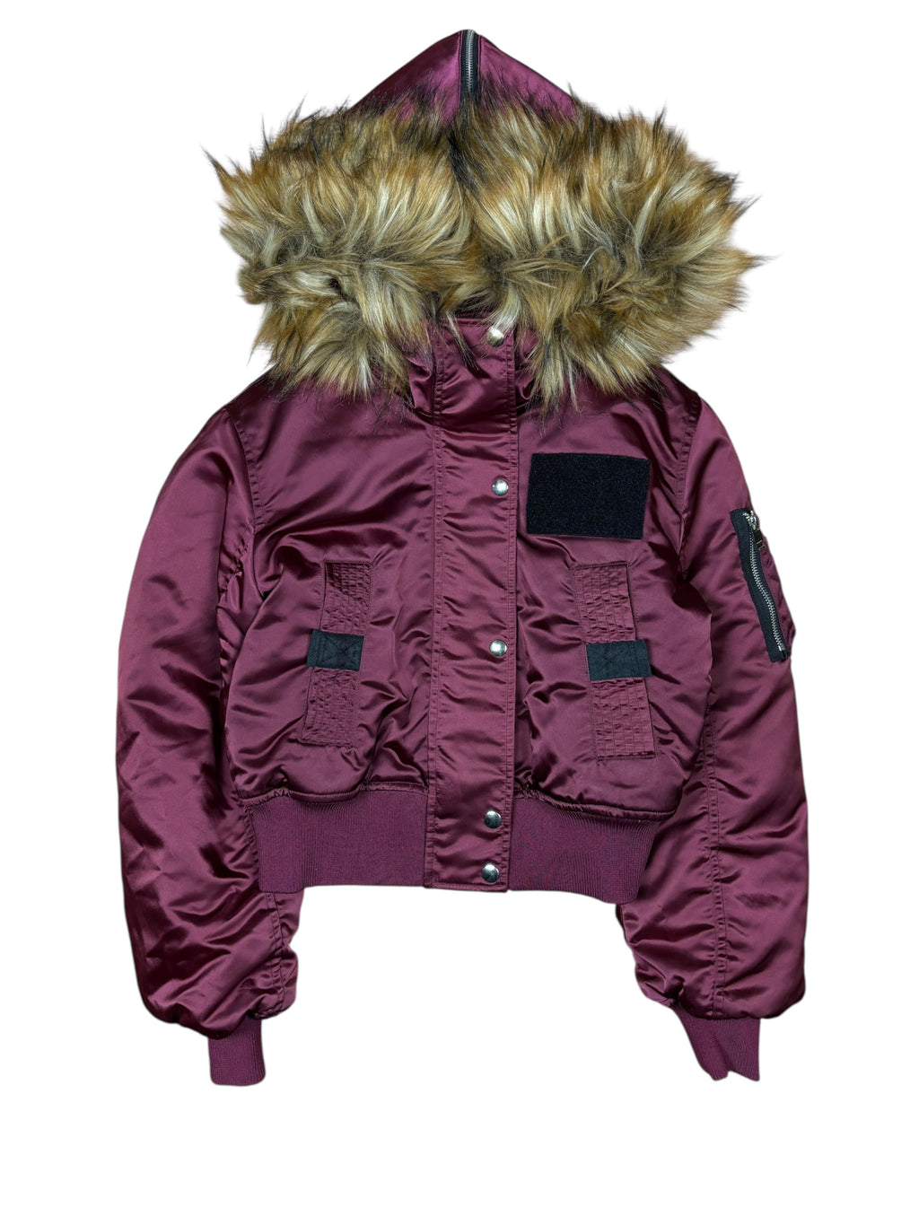 Diesel Faux Fur Zipper Hood Bomber Jacket