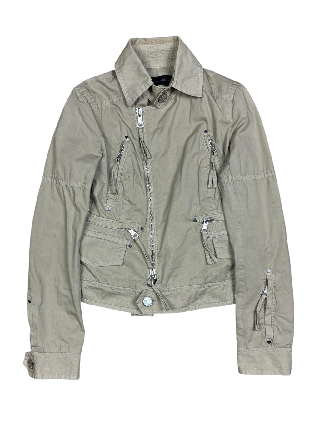 2000s Dsquared2 Asymmetrical Zip Cargo Jacket