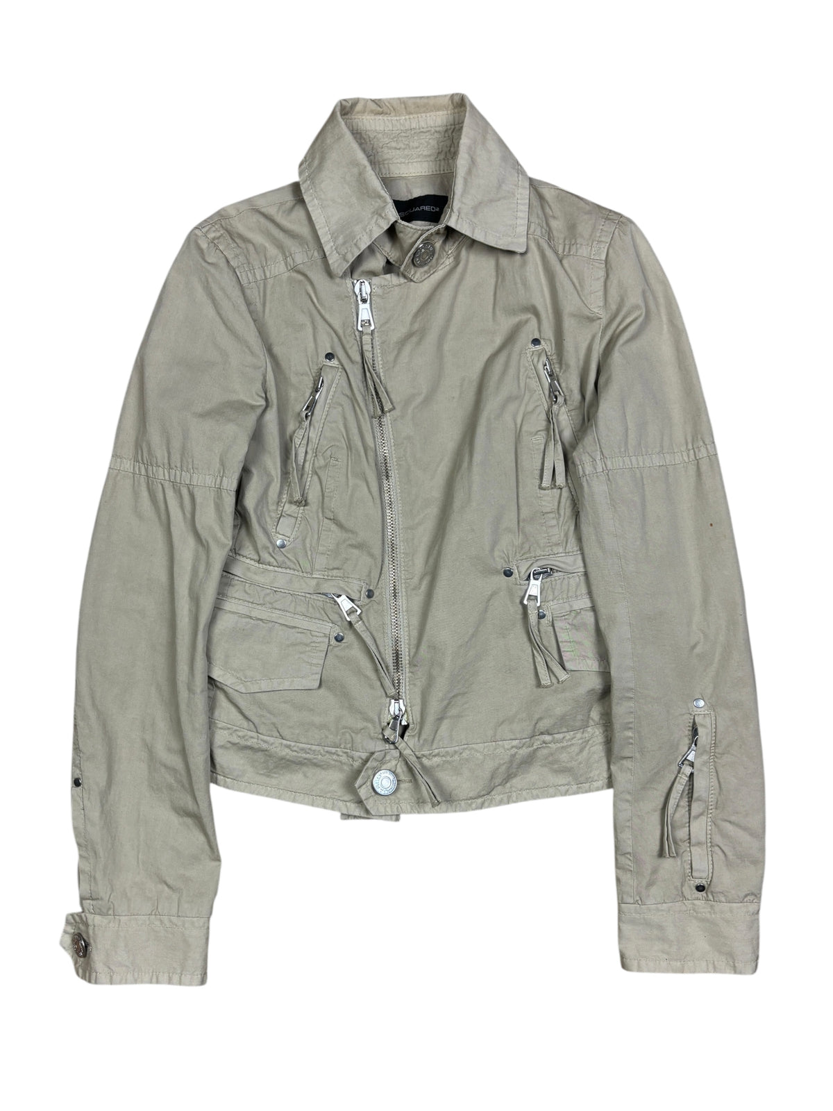 2000s Dsquared2 Asymmetrical Zip Cargo Jacket