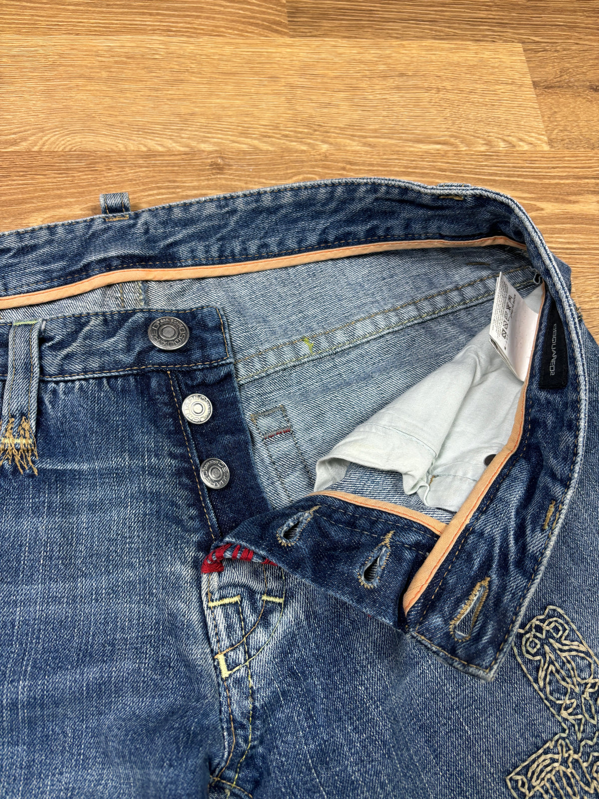 2000s Dsquared2 Embroidered Straight Leg Jeans