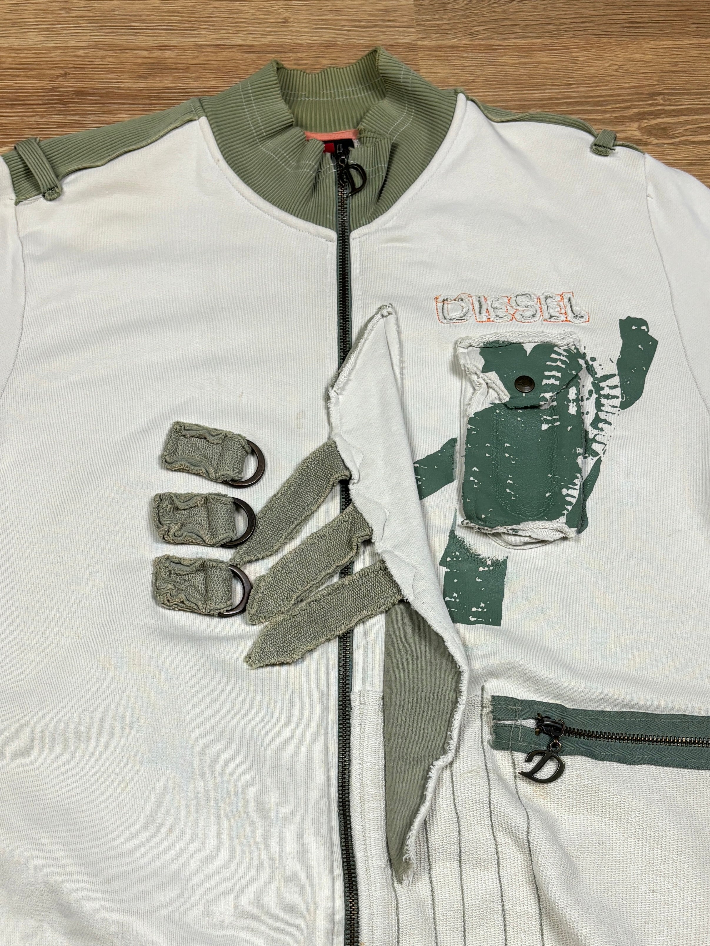 2000s Diesel Distressed Utility Zip-Up