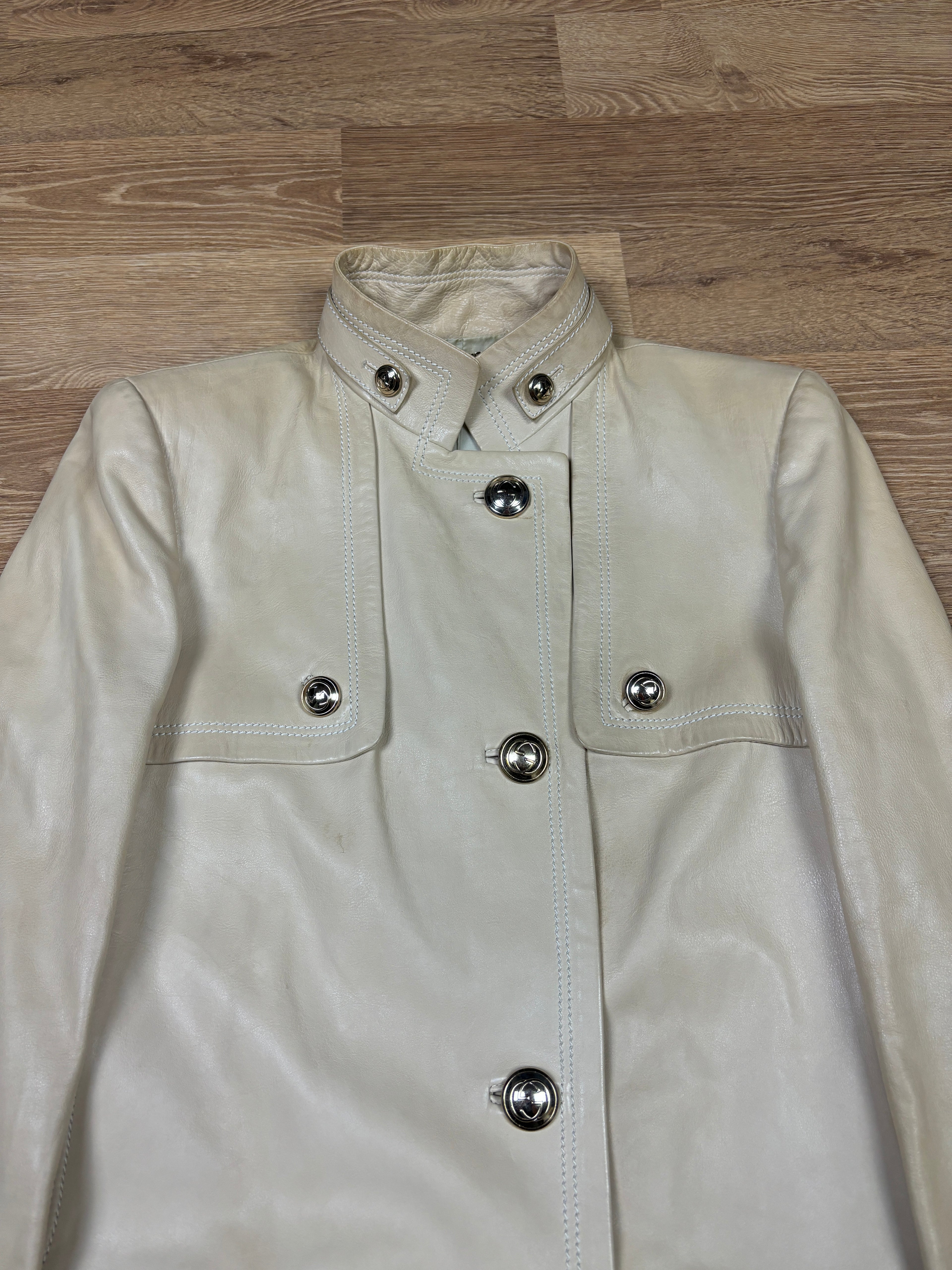 Gucci 2000s Cream Leather Coat