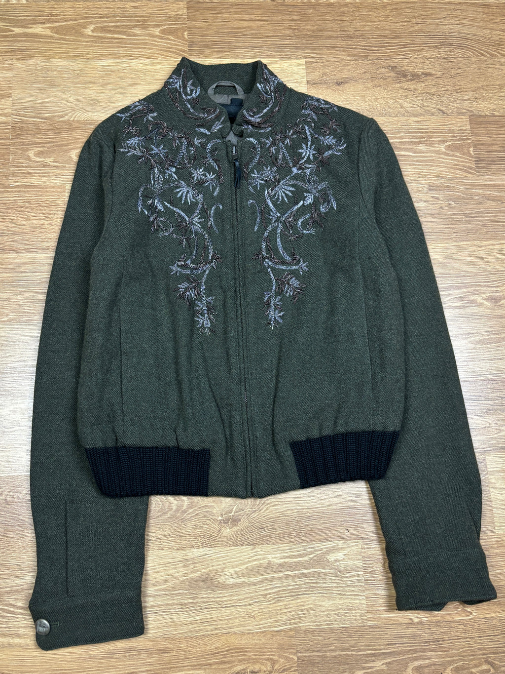 Diesel Black Gold Embroidered Wool Jacket