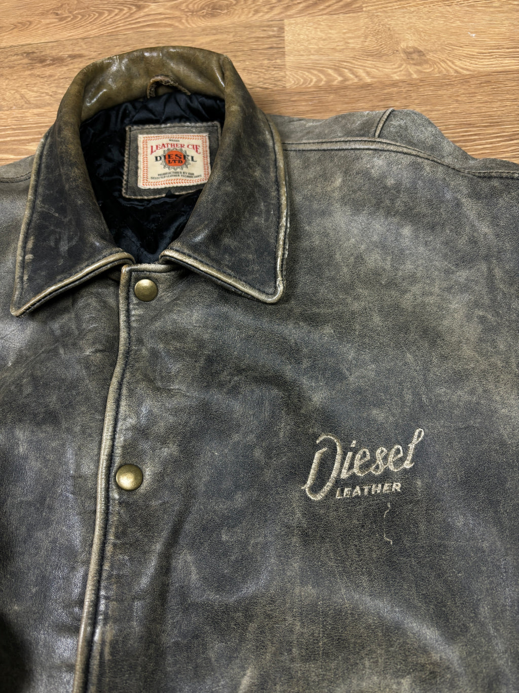 1990s Diesel Distressed Leather Bomber Jacket