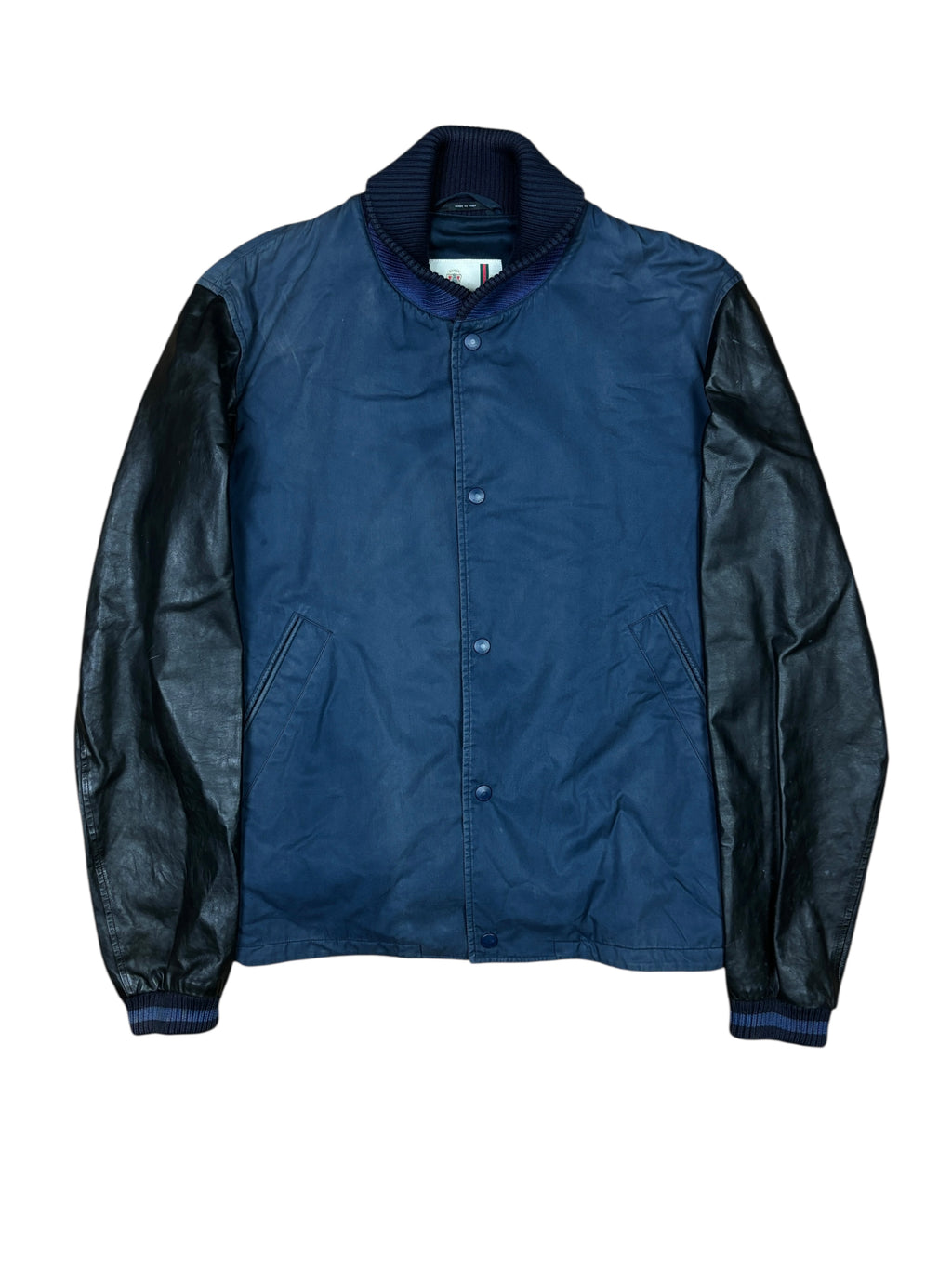 Chaqueta Varsity Gucci Algodón Azul Marino y Manga de Cuero SS2010