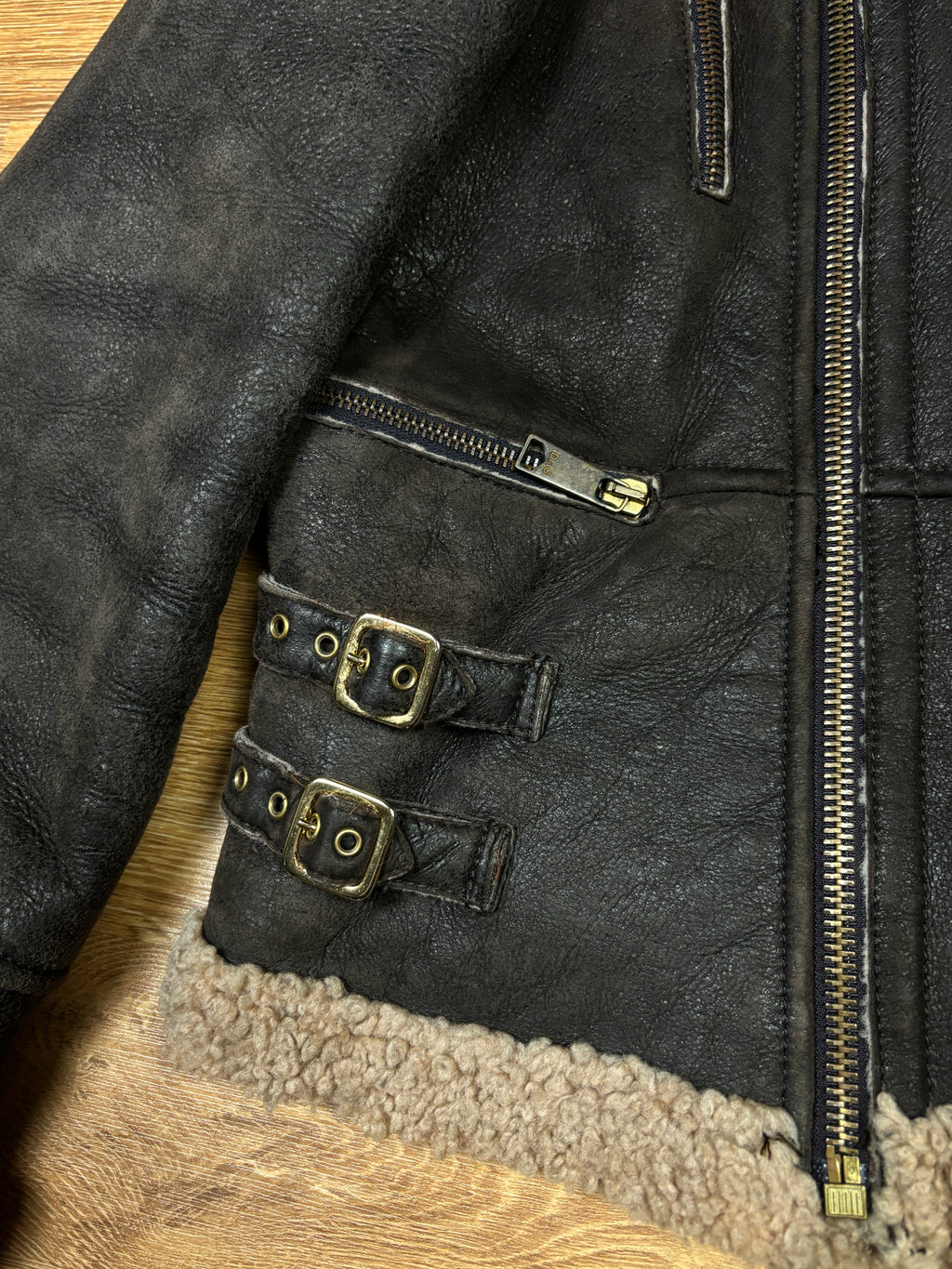 2000s Dolce & Gabbana Leather Shearling Biker Jacket