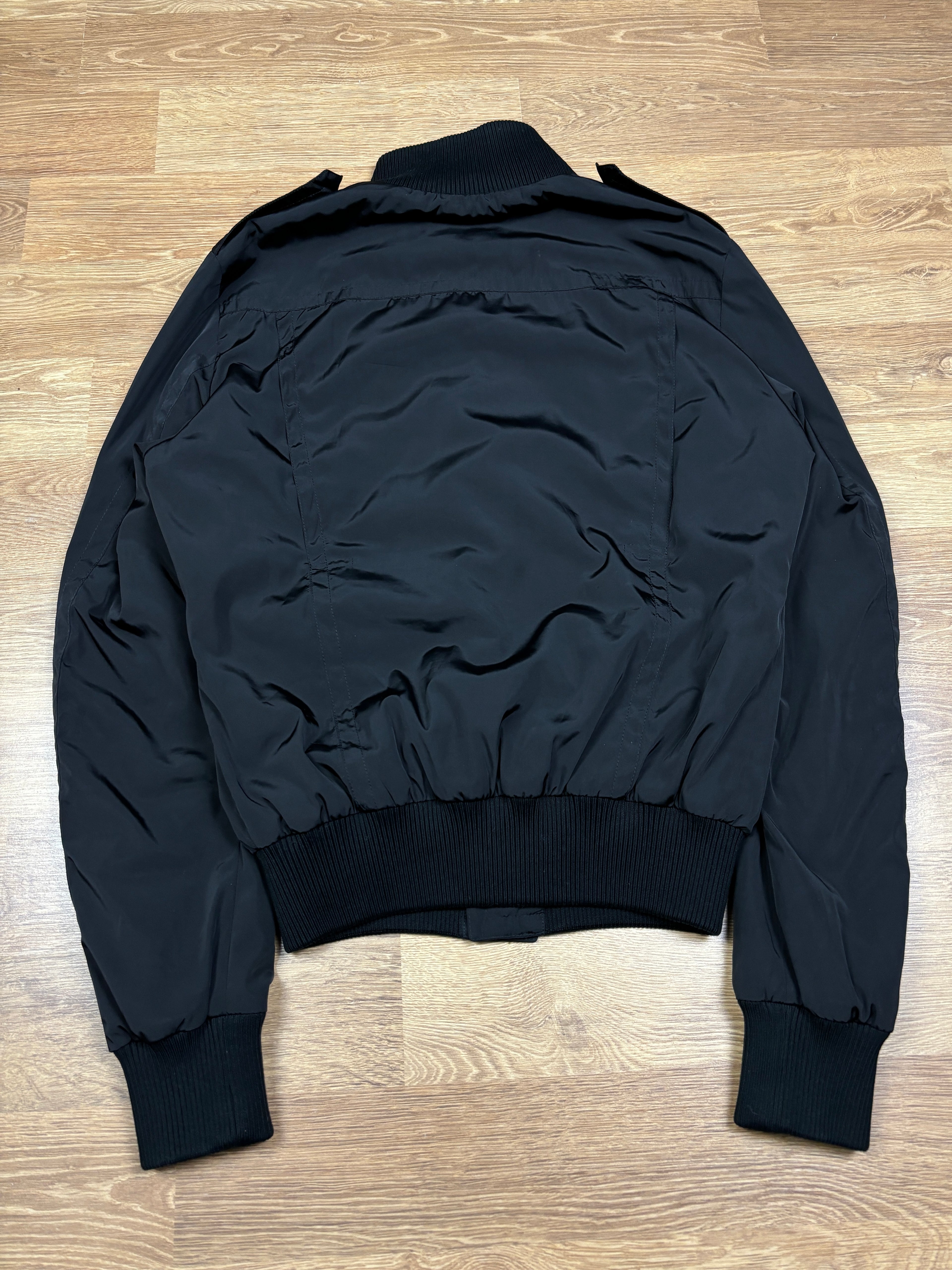 Gucci Black Nylon Jacket with Web Collar
