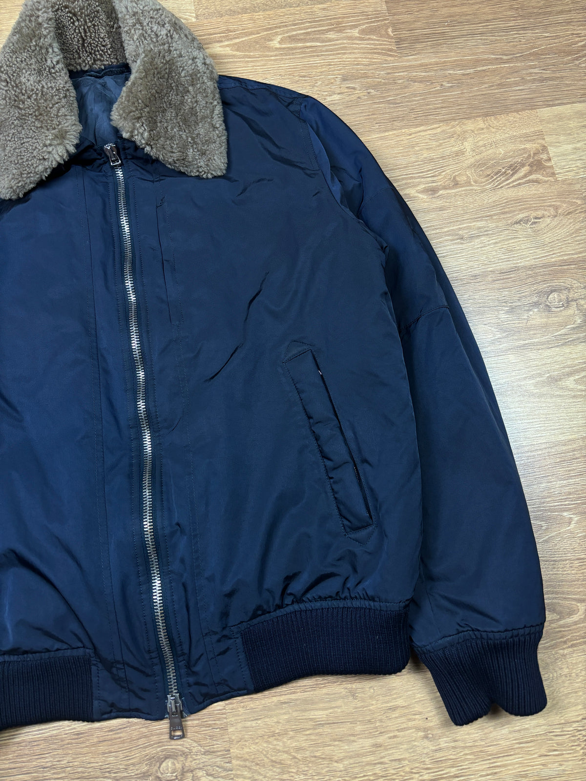 Gucci AW2011 Shearling Collar Nylon Bomber Jacket