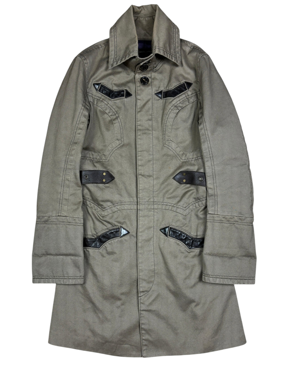 2000s Dsquared2 Trench Coat with Leather Belt Details