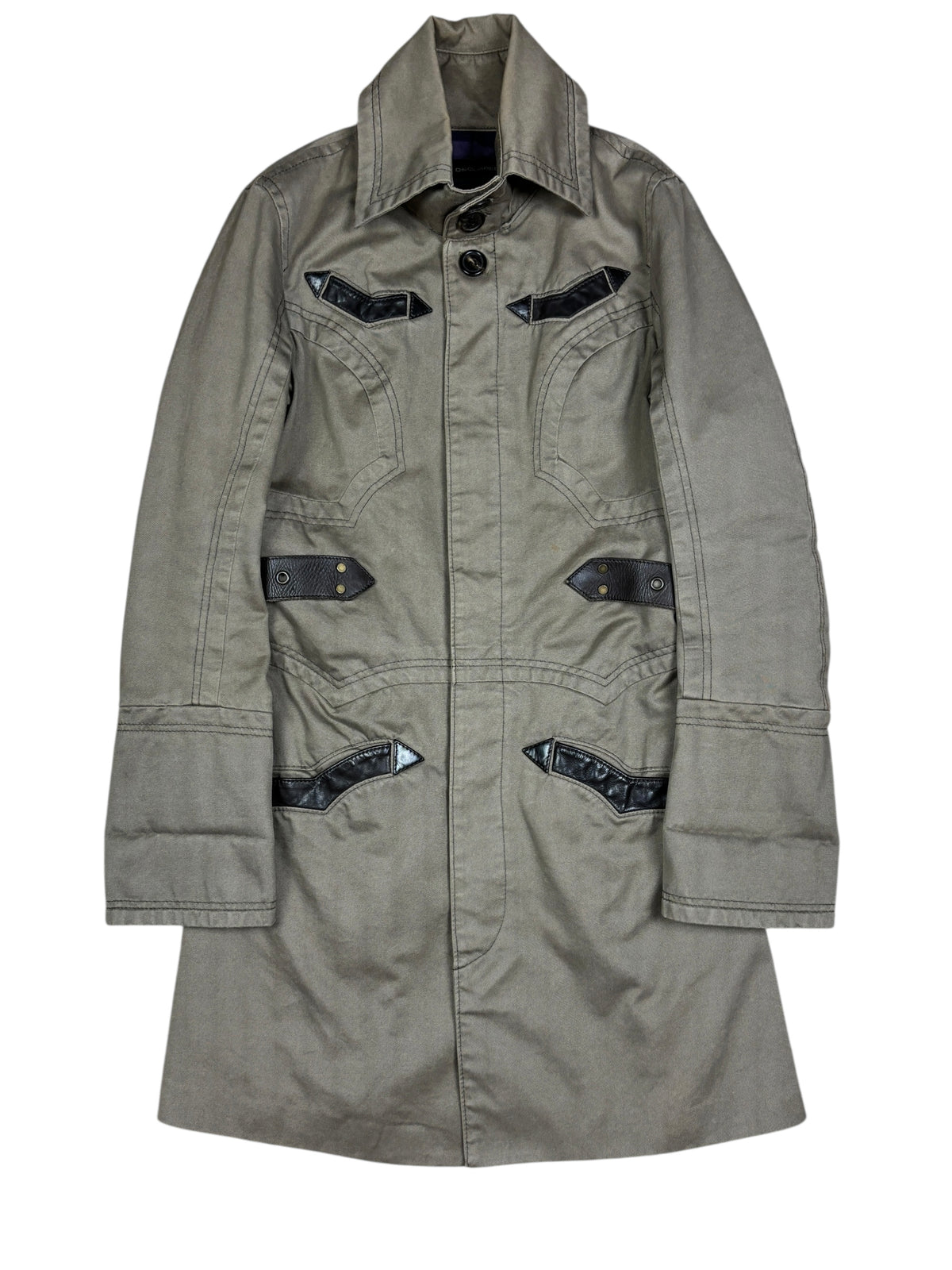 2000s Dsquared2 Trench Coat with Leather Belt Details