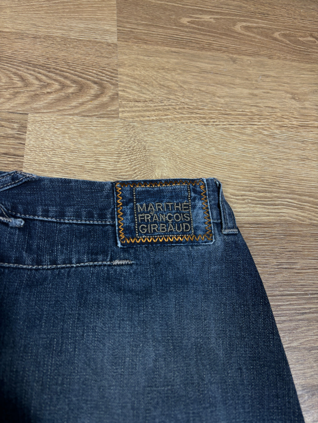 Marithé François Girbaud Two-Tone Panel Flared Denim Jeans