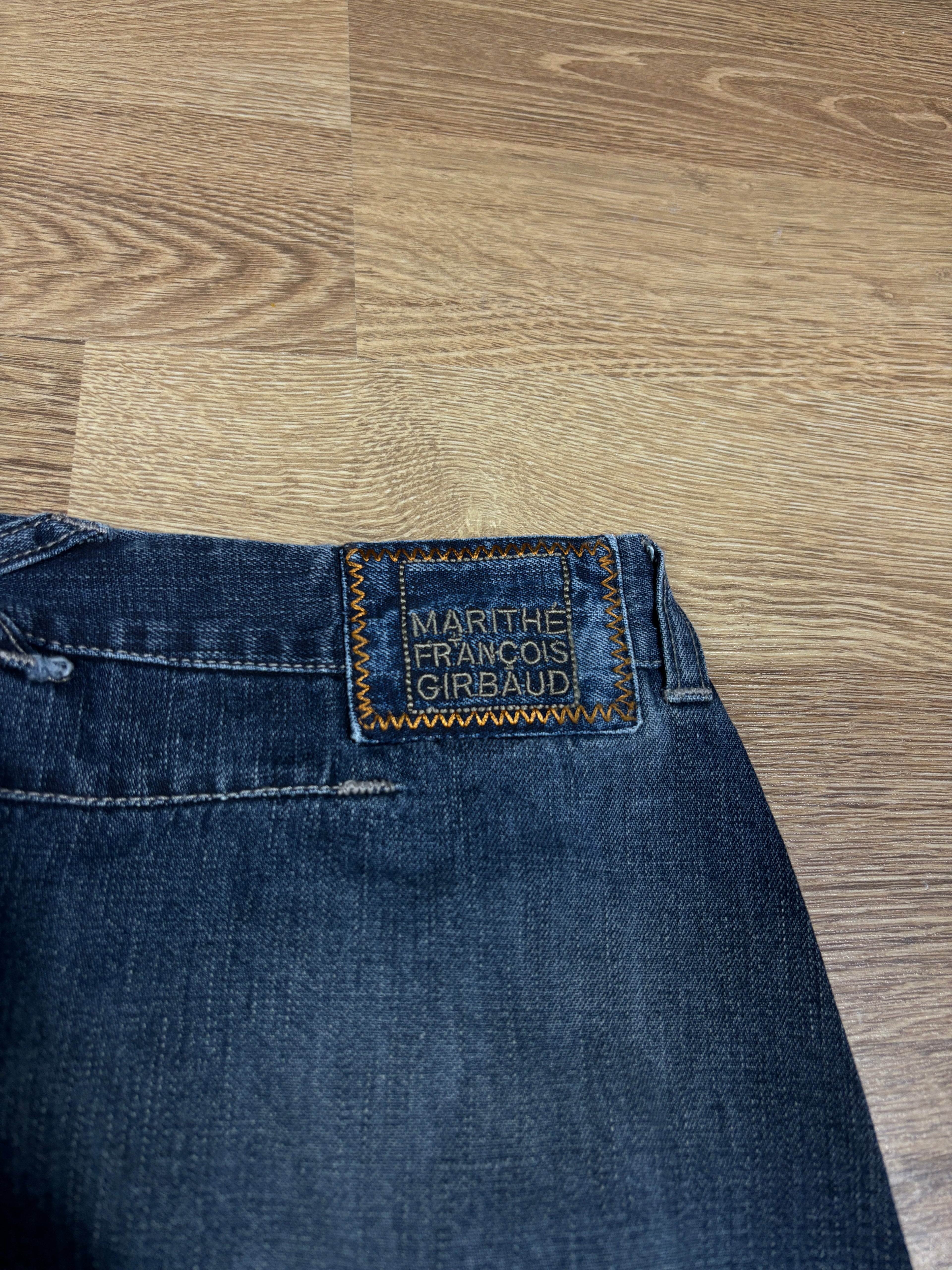 Marithé François Girbaud Two-Tone Panel Flared Denim Jeans