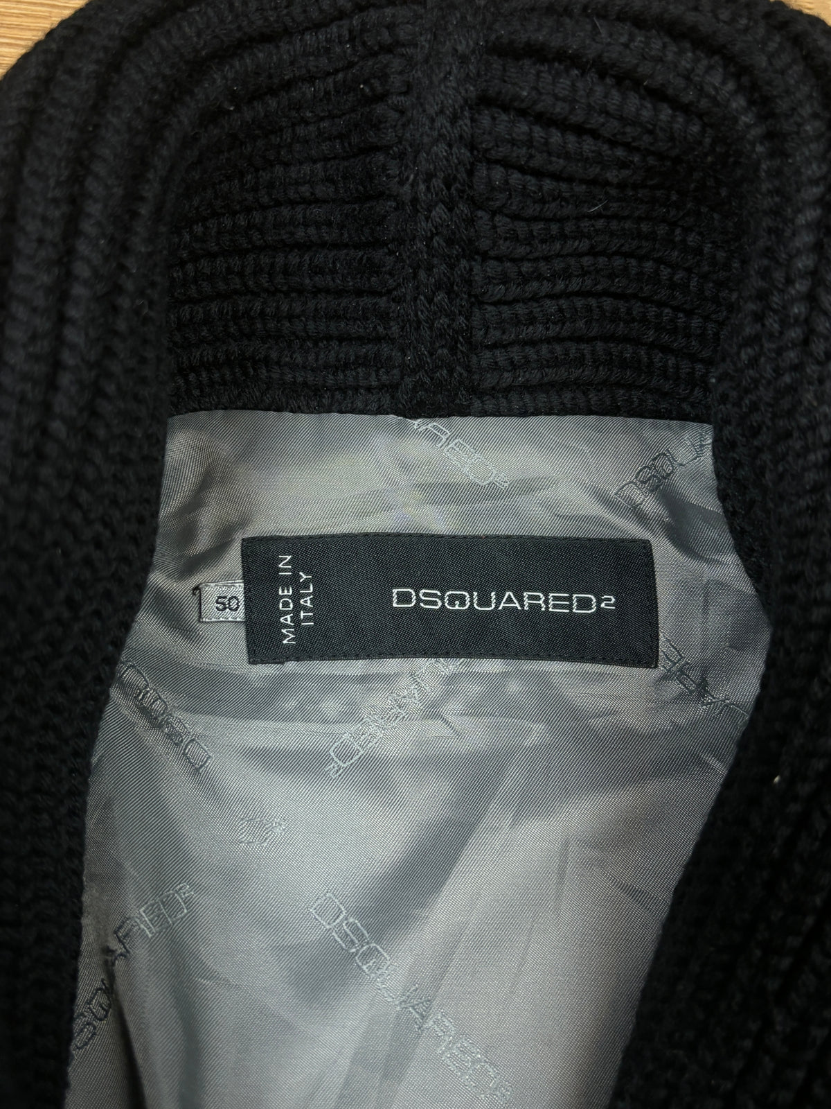 AW2013 Dsquared2 Black Wool Asymmetric Zip Jacket