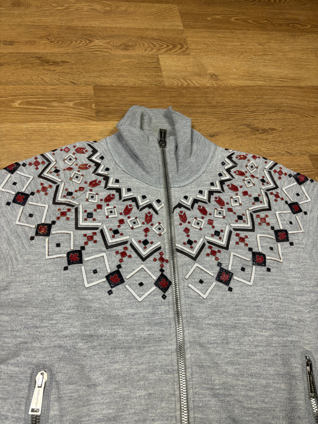 2000s Dsquared2 Embroidered Zip-Up Sweater