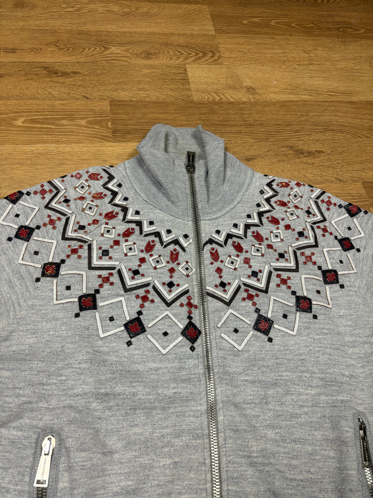2000s Dsquared2 Embroidered Zip-Up Sweater