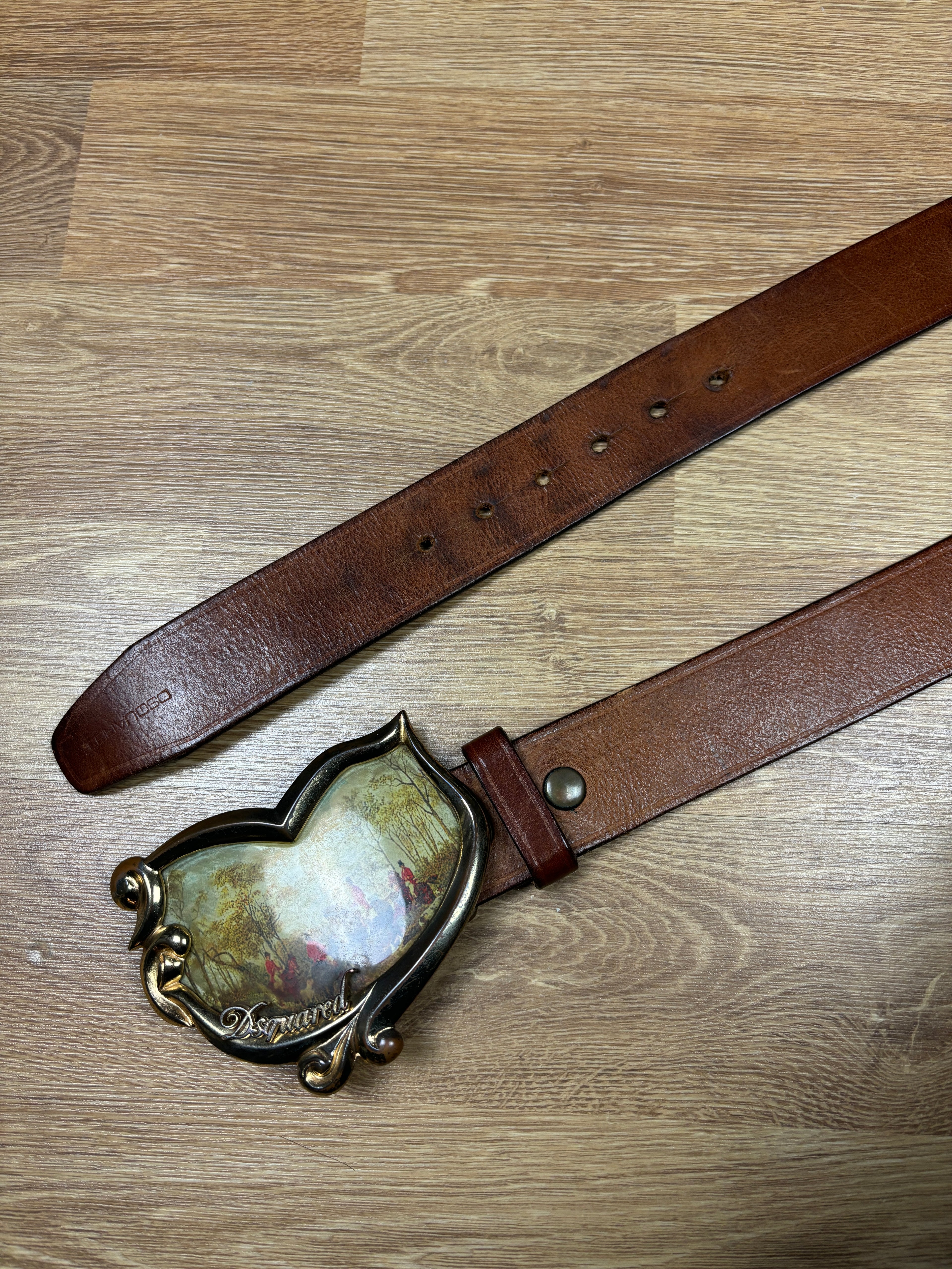 2000s Dsquared2 Renaissance Painting Leather Belt