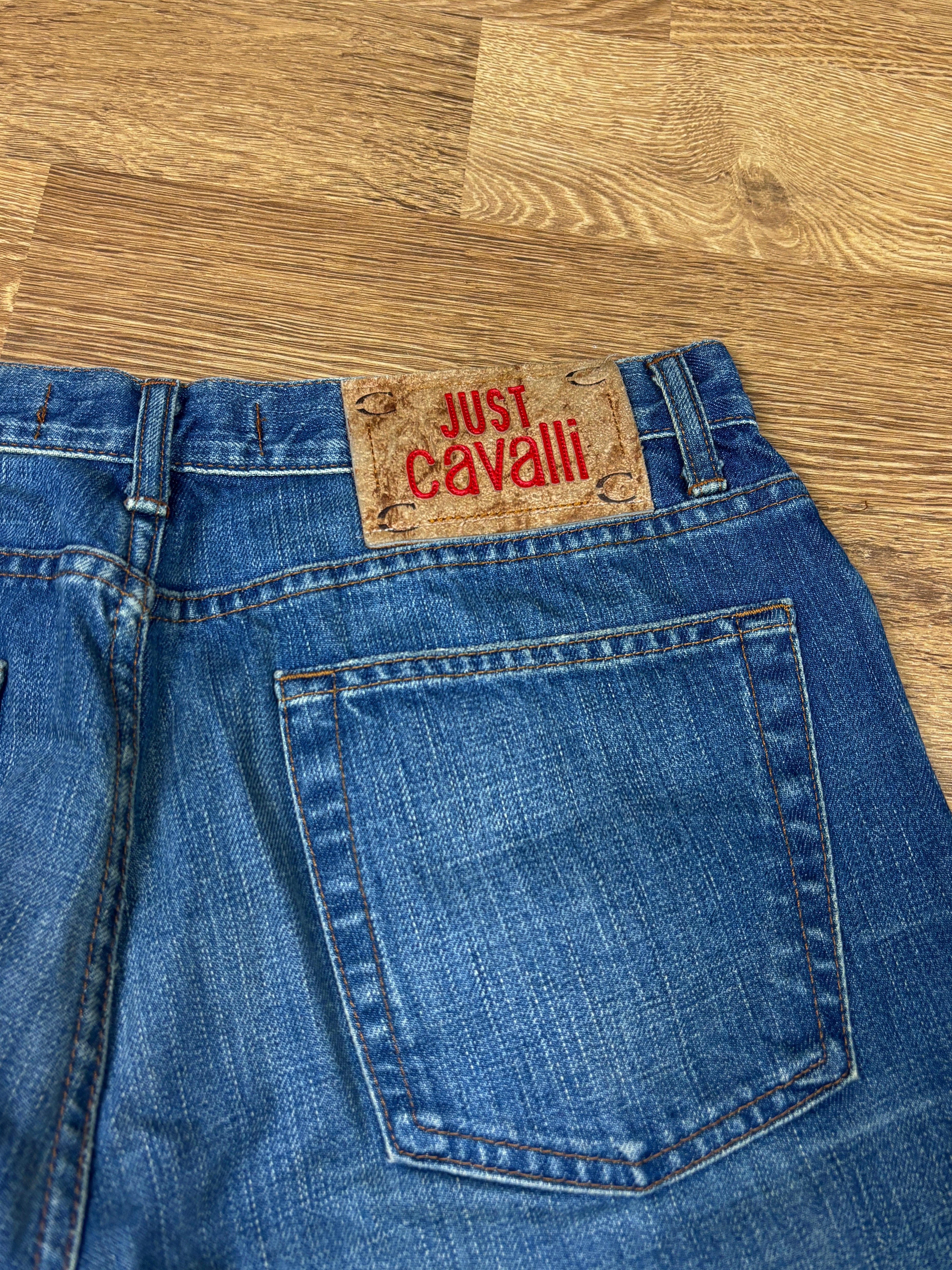 2000s Just Cavalli Embroidered Flared Denim Pants