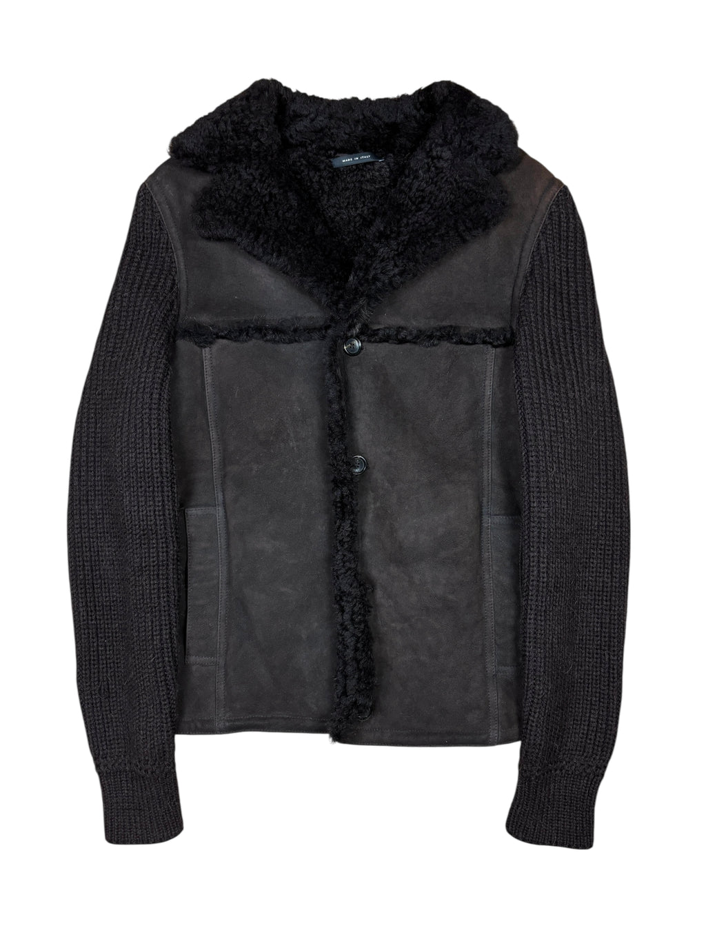 Gucci Shearling Leather & Alpaca Knit Jacket
