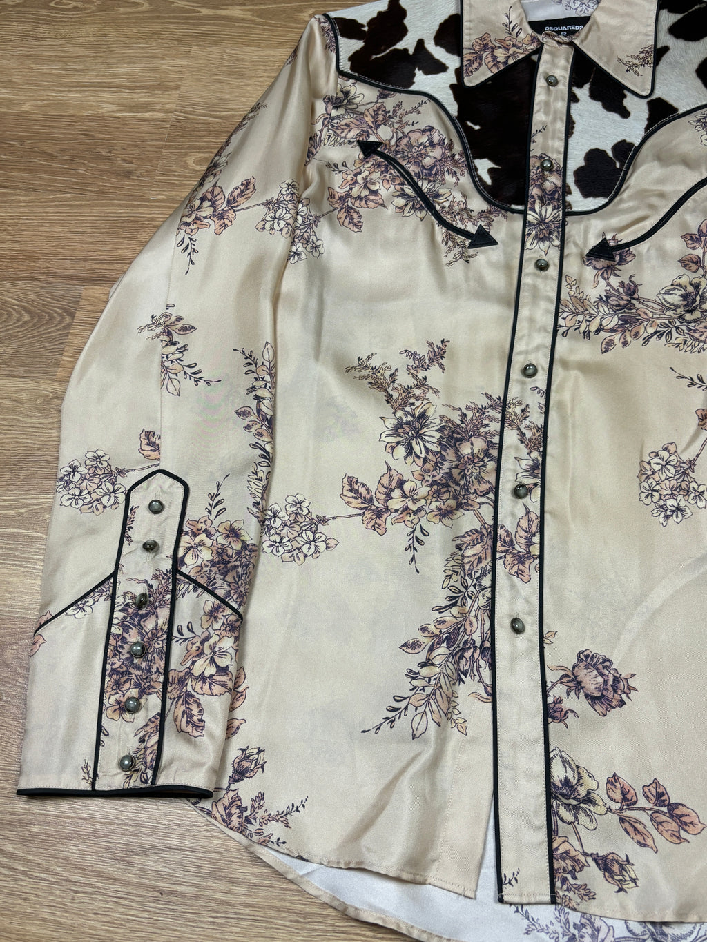 Dsquared2 FW2018 Runway Silk & Cowhide Western Shirt