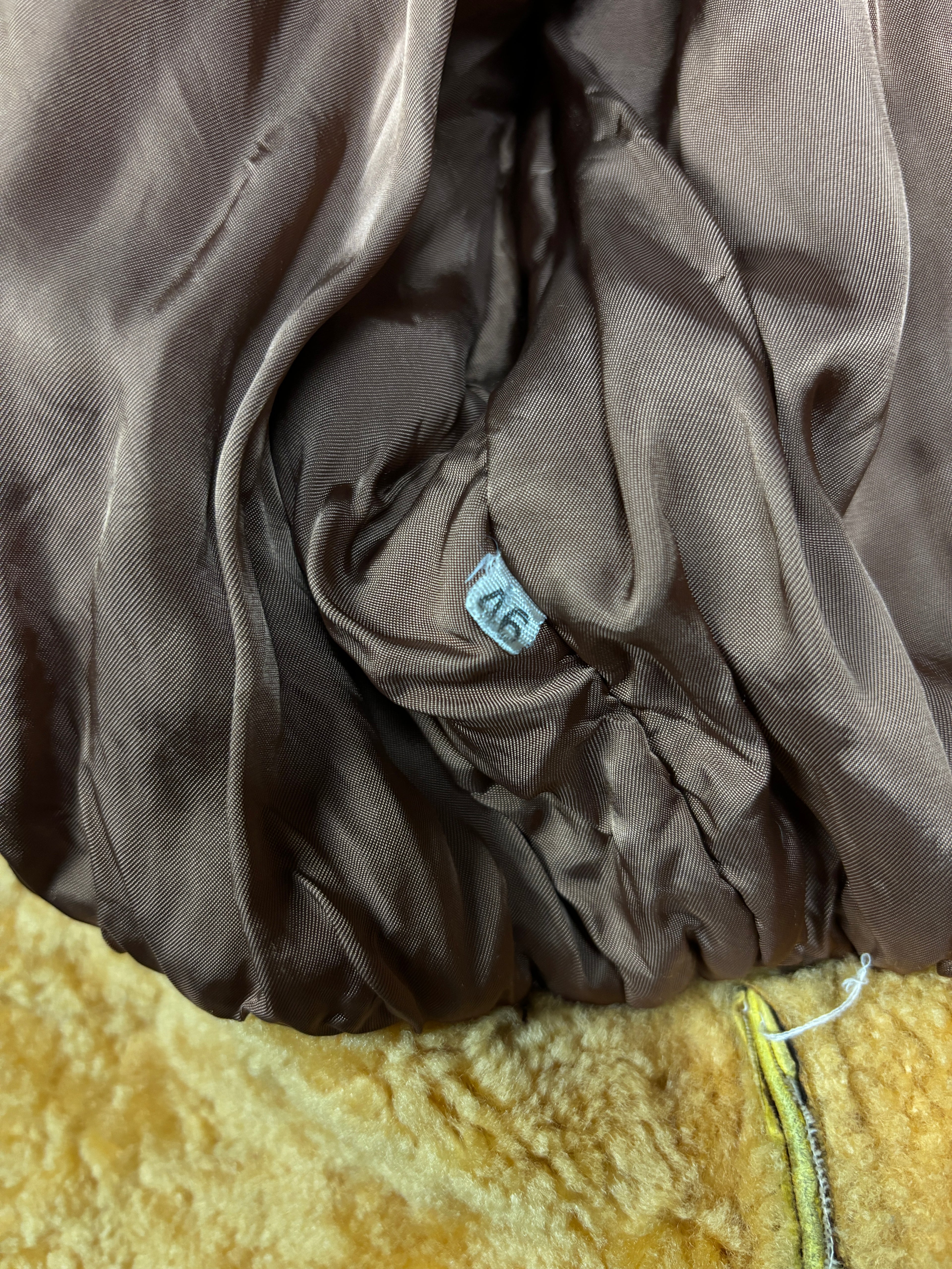 1990s Emporio Armani Shearling Collar Distressed Suede Aviator Jacket