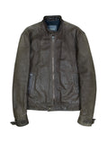 2000s Gianfranco Ferré Distressed Brown Leather Racer Jacket