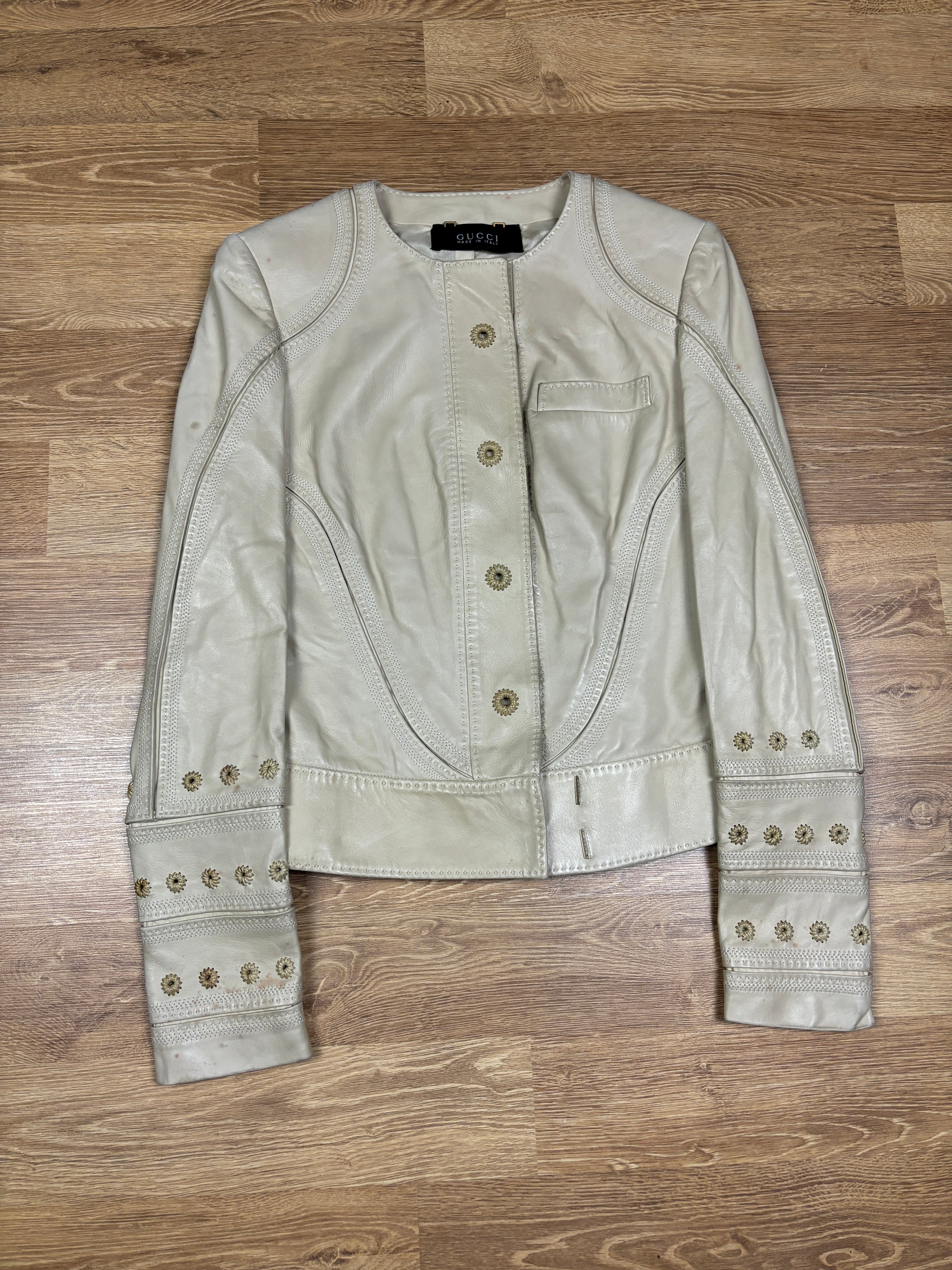 Gucci Frida Giannini Era Cream Leather Jacket
