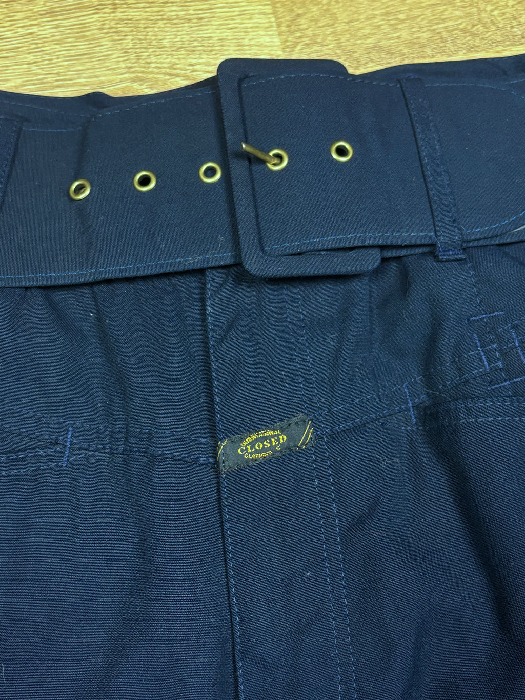 1980s Marithé François Girbaud Navy Belted Wide-Leg Pants