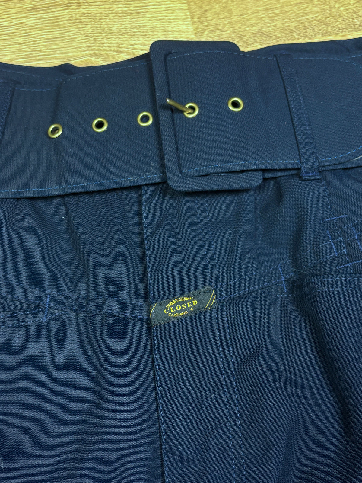 1980s Marithé François Girbaud Navy Belted Wide-Leg Pants