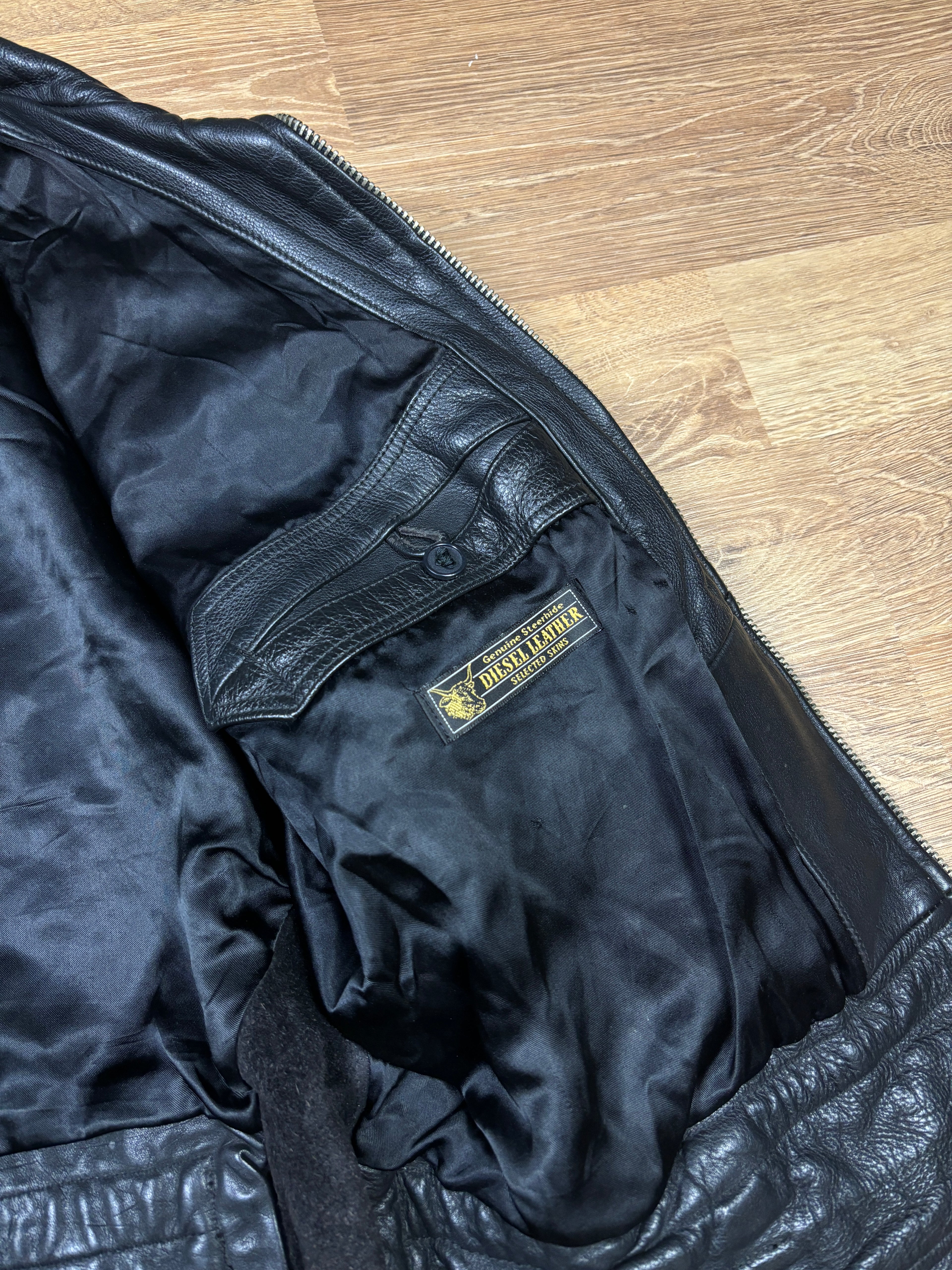 Chaqueta de cuero resistente de piel de vacuno Diesel vintage