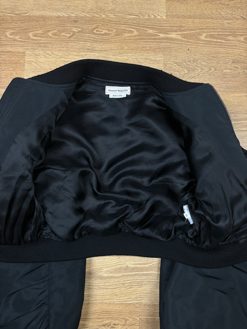 Alexander McQueen Cropped Balloon Sleeve Bomber Jacket