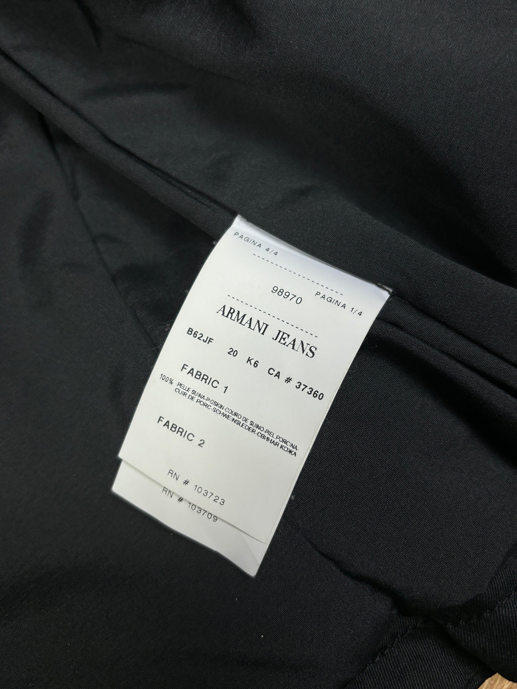 2000s Armani Jeans Leather Panel Biker Jacket