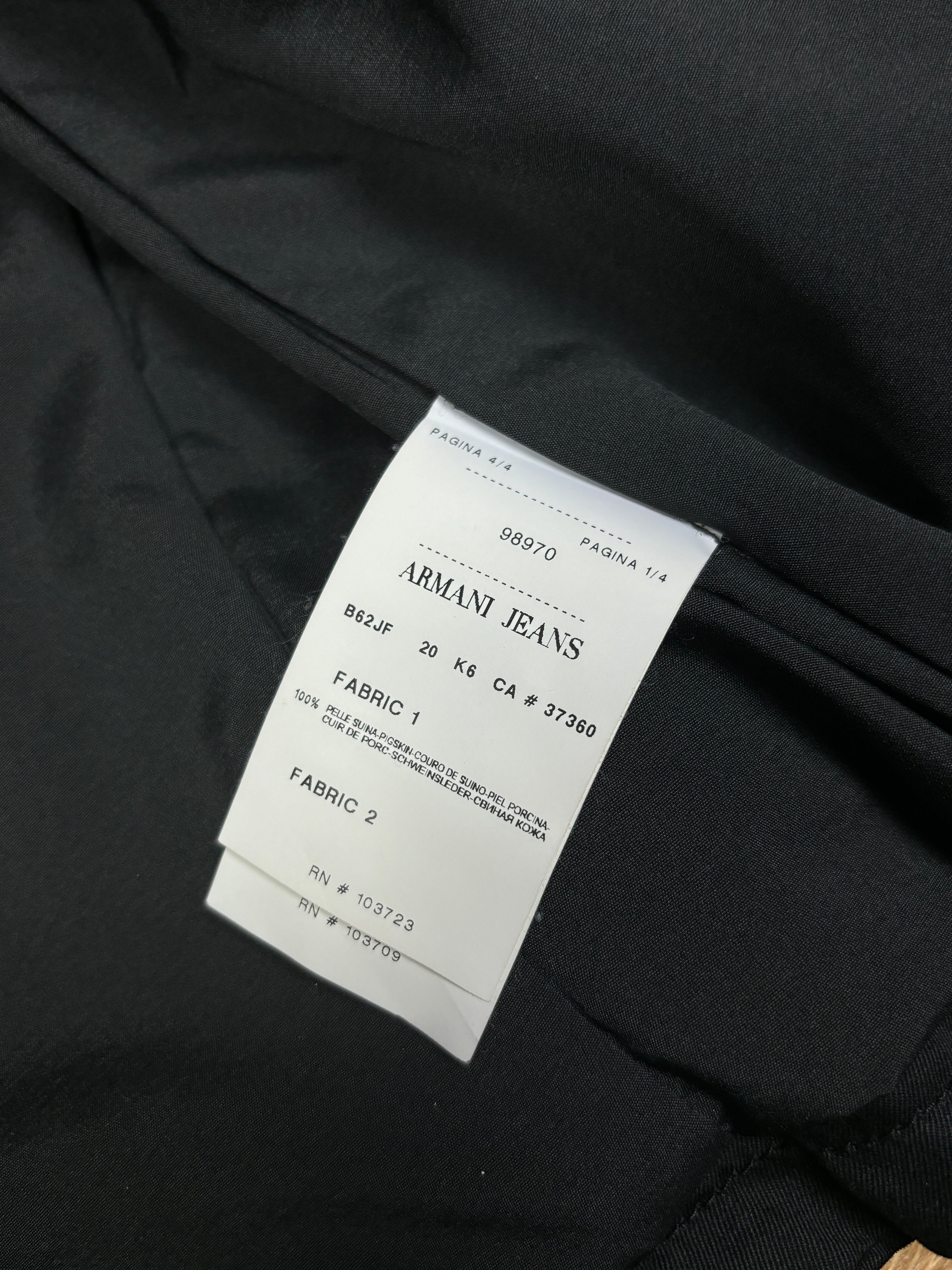 2000s Armani Jeans Leather Panel Biker Jacket