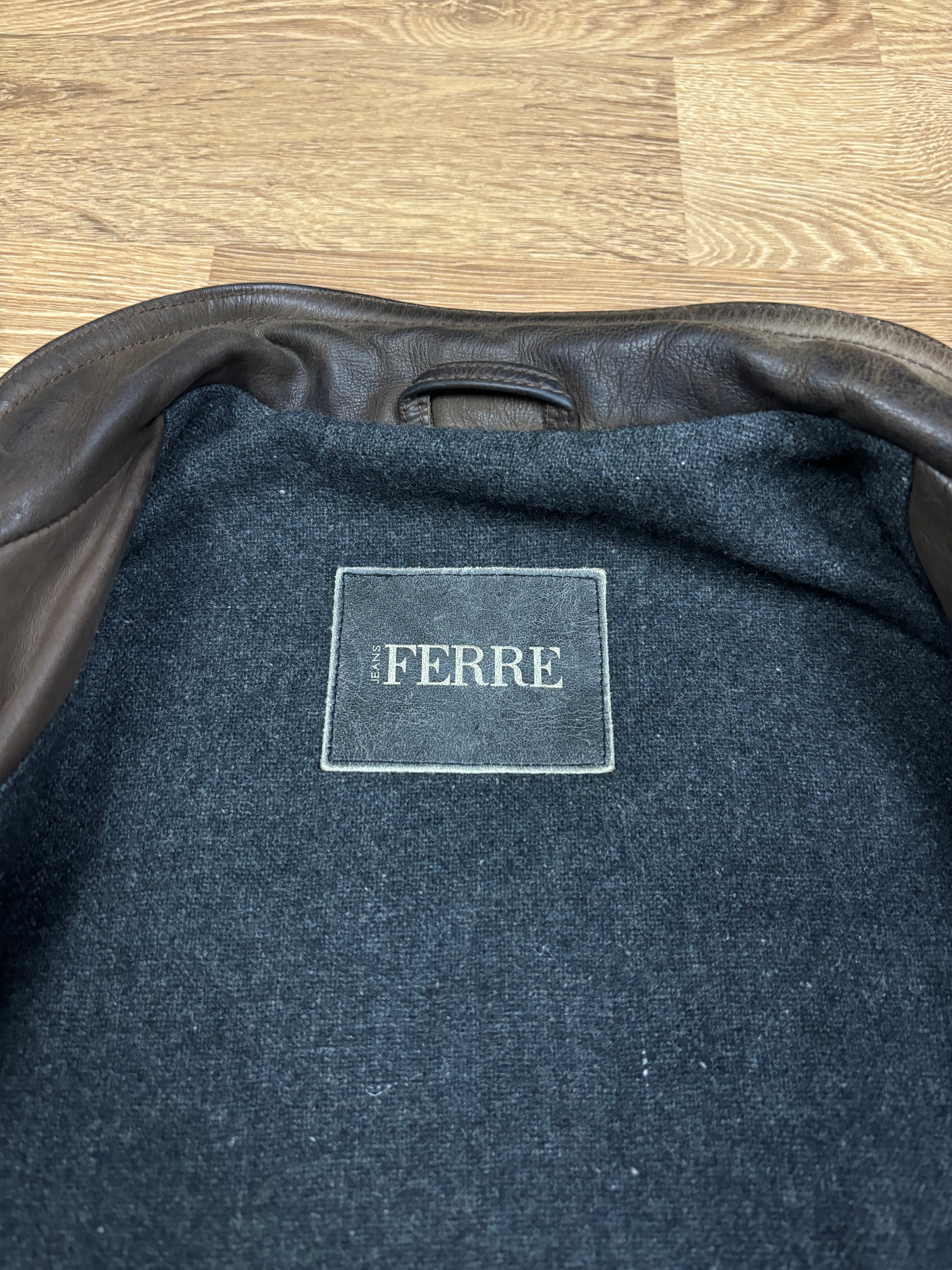 2000s Gianfranco Ferré Distressed Brown Leather Racer Jacket