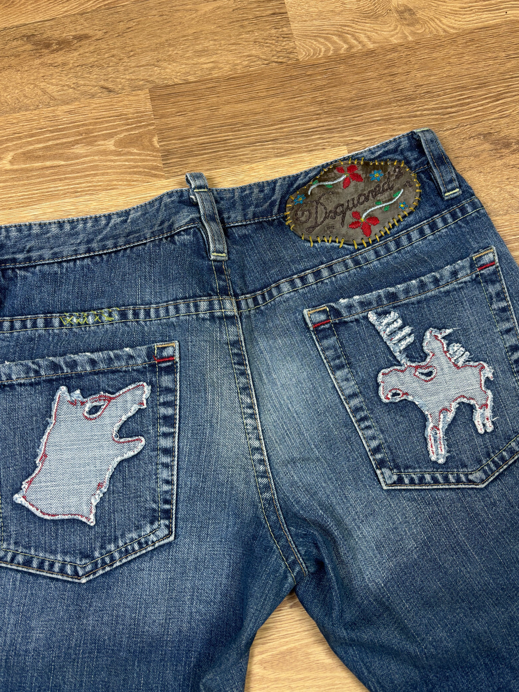 2000s Dsquared2 Embroidered Straight Leg Jeans