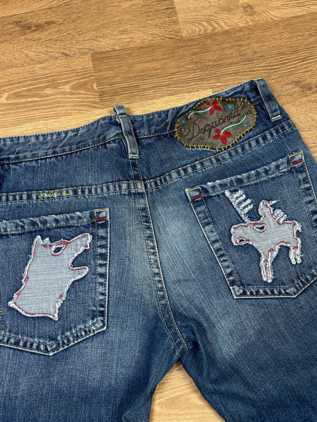 2000s Dsquared2 Embroidered Straight Leg Jeans