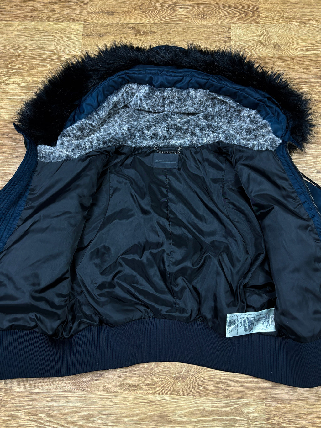 Diesel Black Gold Cropped Fur Hood Bomber Jacket