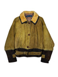 1990s Emporio Armani Shearling Collar Distressed Suede Aviator Jacket
