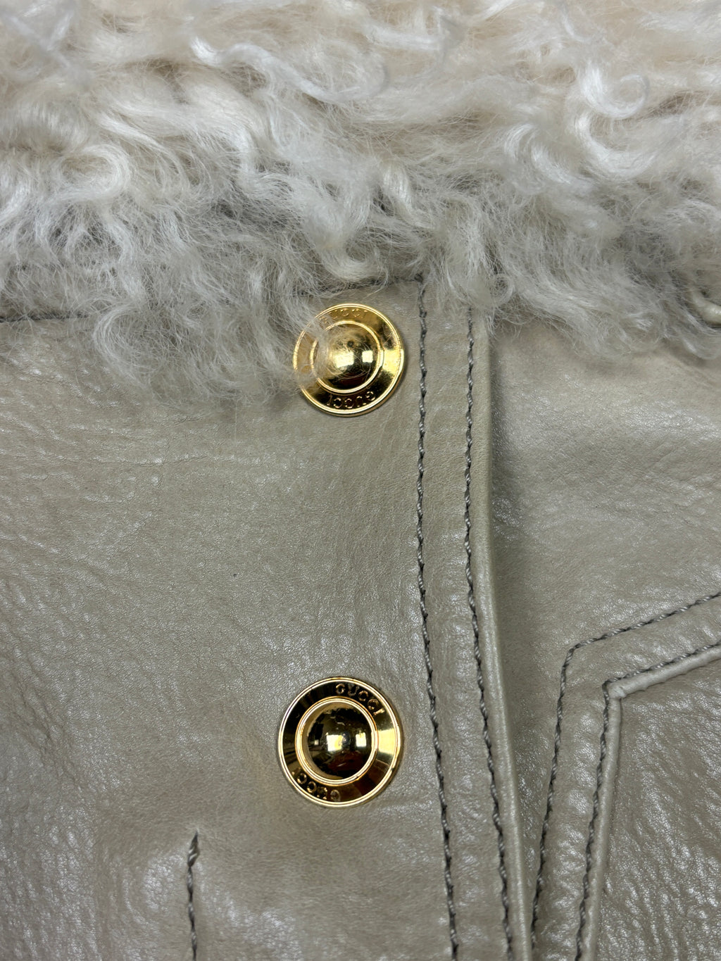 Gucci Frida Giannini Leather Shearling Collar Jacket
