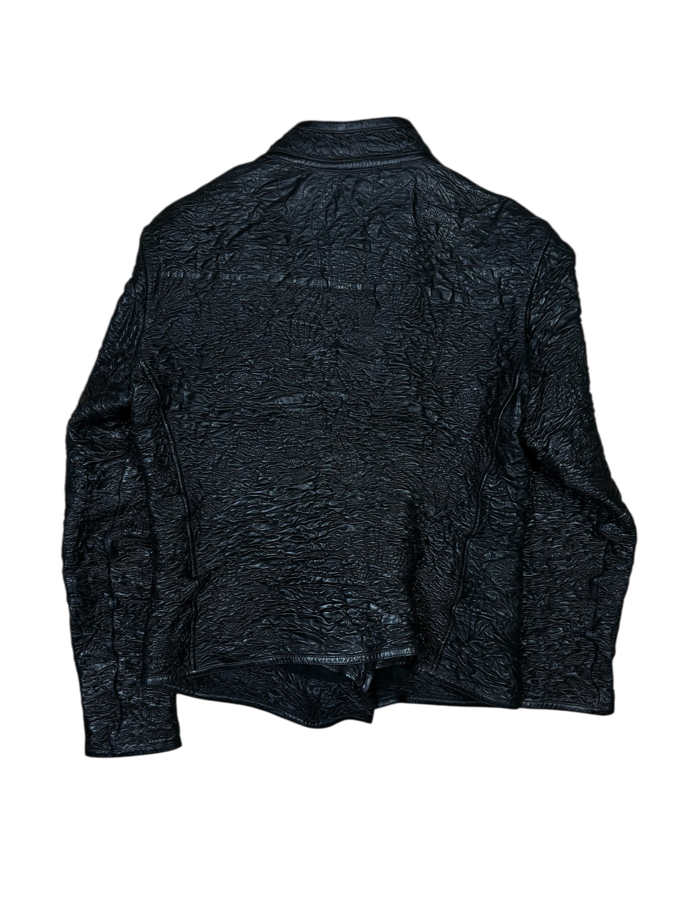 Gucci by Frida Giannini Asymmetrical Wrinkled Stretch Leather Jacket