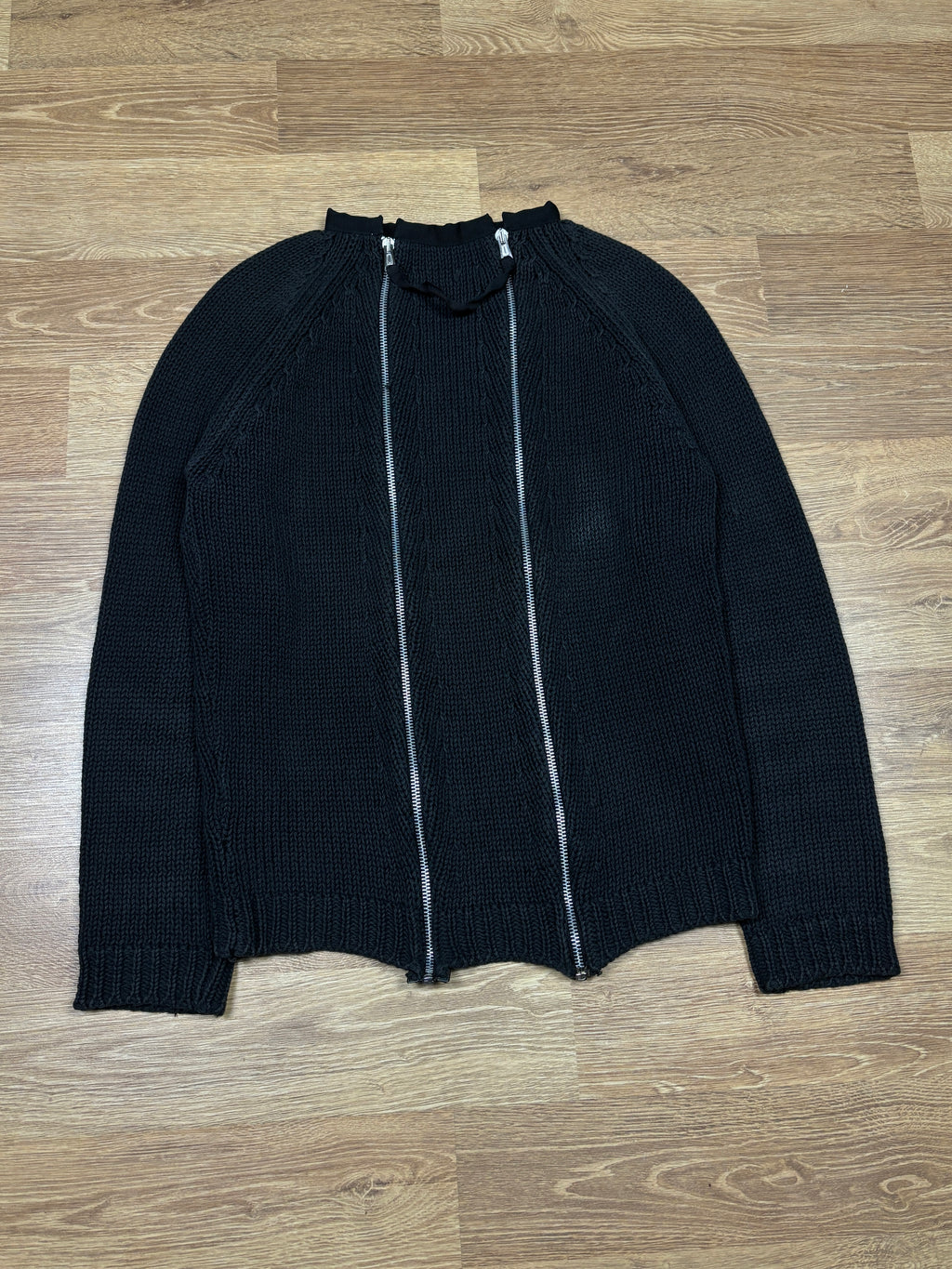 2000s Dsquared2 Double-Zip Heavy Knit Sweater