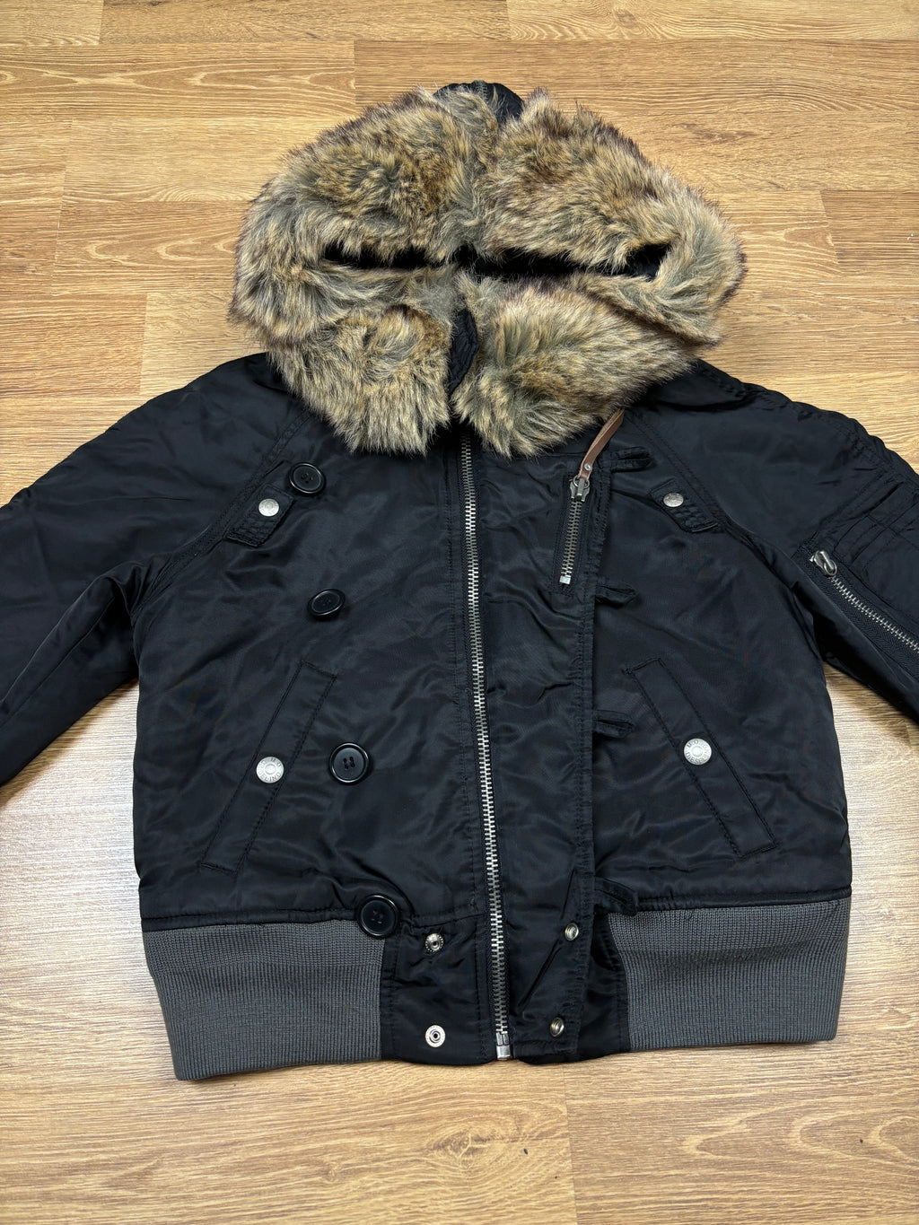 2000s Diesel Faux Fur Collar Bomber Jacket